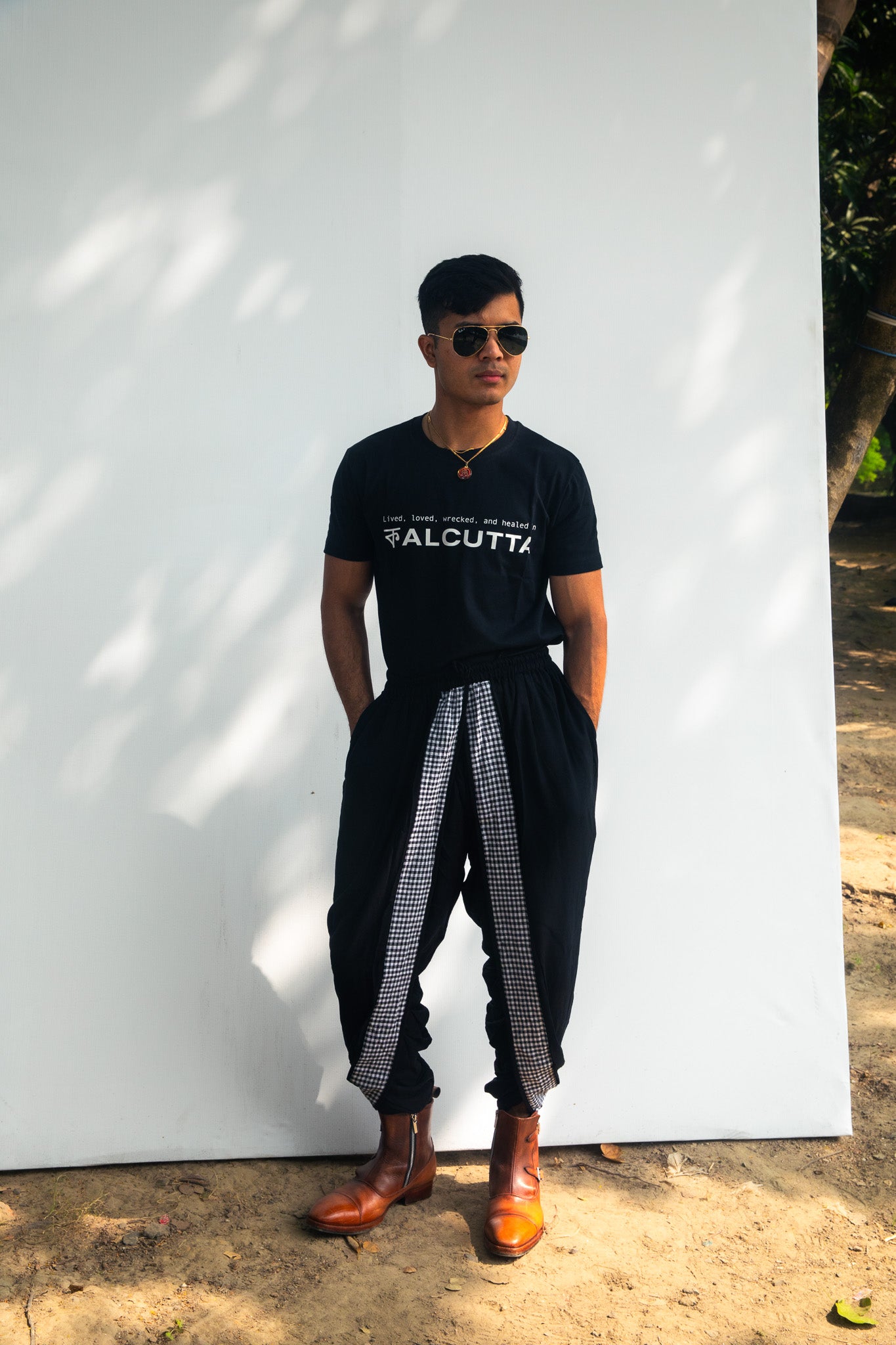 Black on Black Dual Dhoti Pants