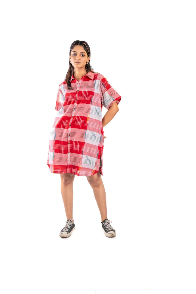 Anti-fit Red Kotki Shirt Dress