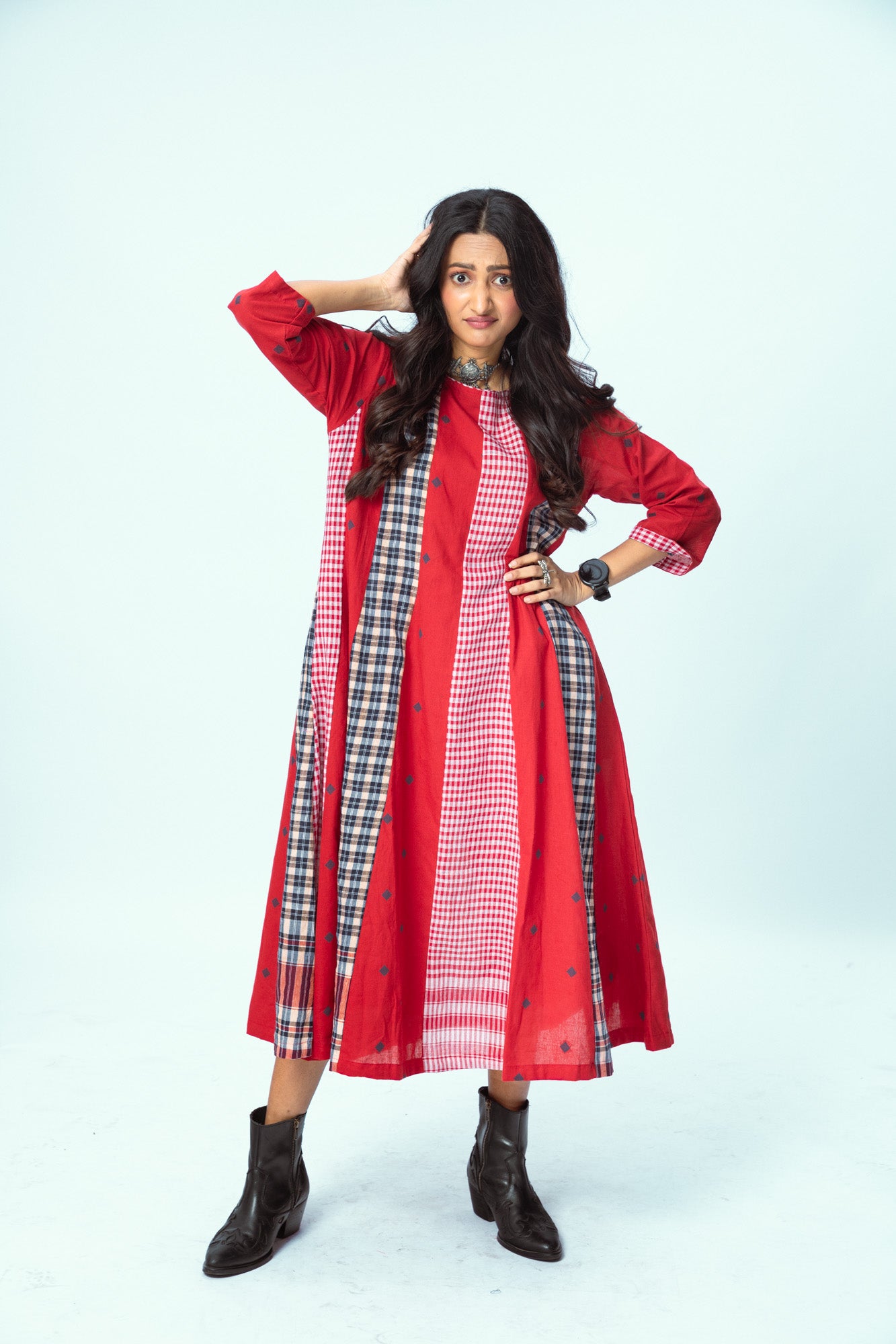 True Red Brick 16 Panelled Dress