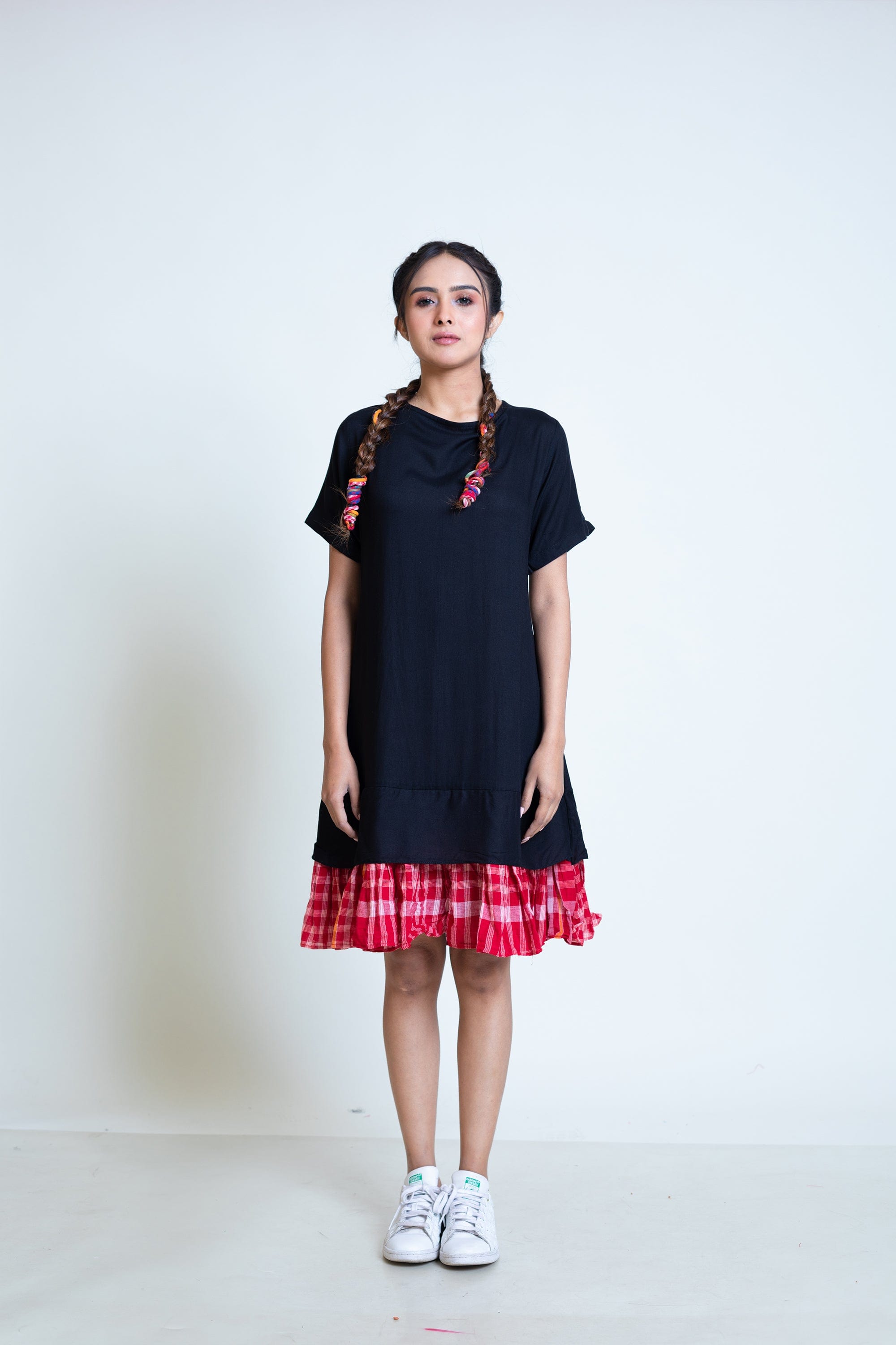 Straight Frill Dress (Black + Red)