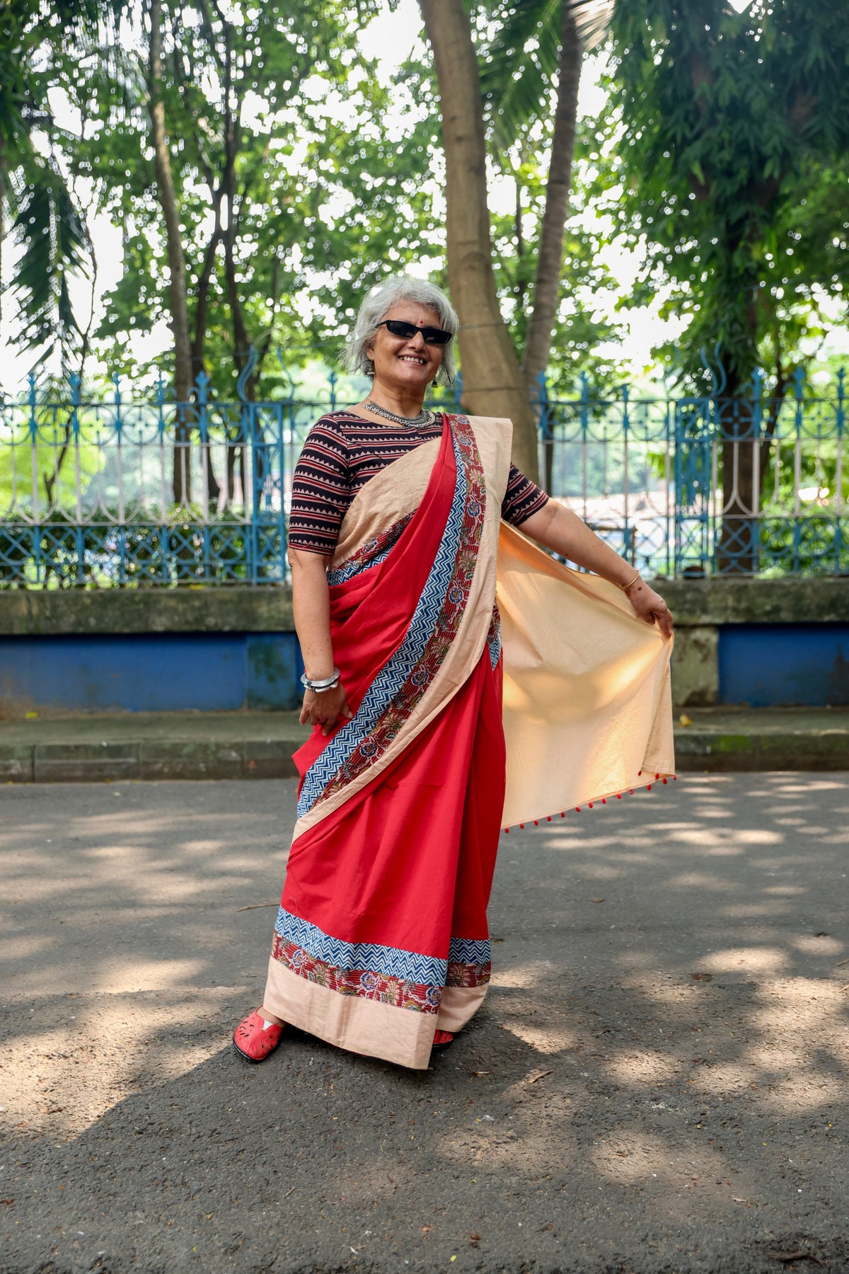One of A-Kind Saree (Reds & Beige)