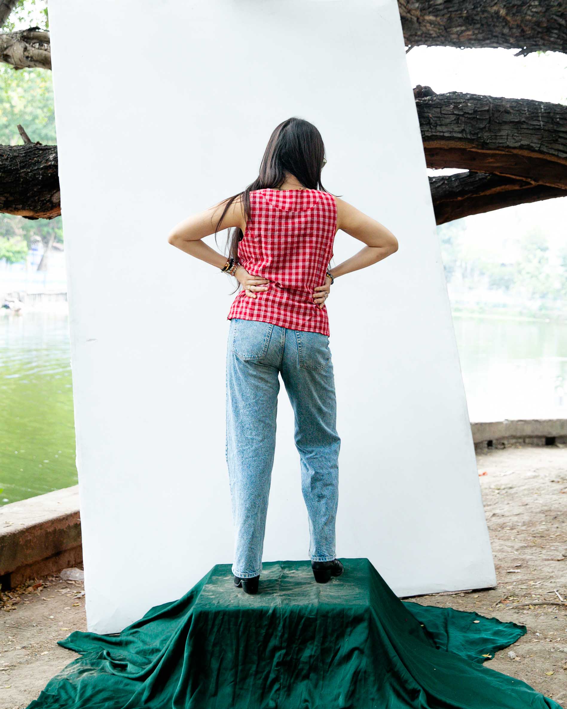 Reversible Sleeveless Red Waistcoat Top