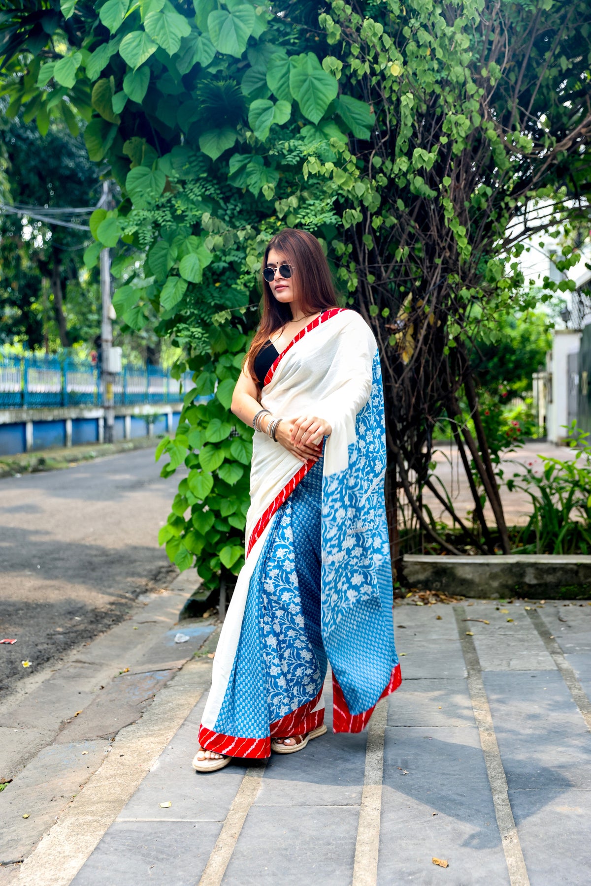 One of A-Kind Saree (Whites & Blues)