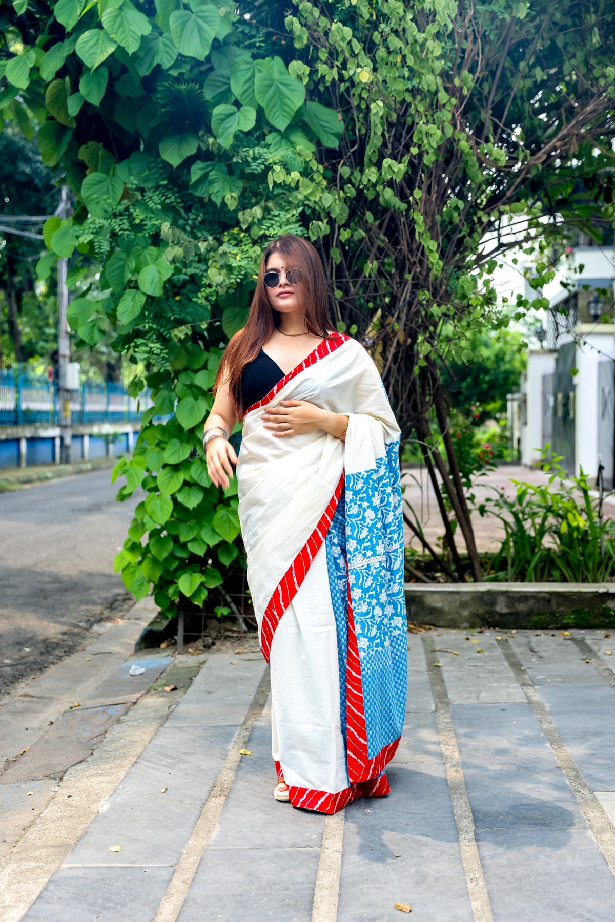 One of A-Kind Saree (Whites & Blues)