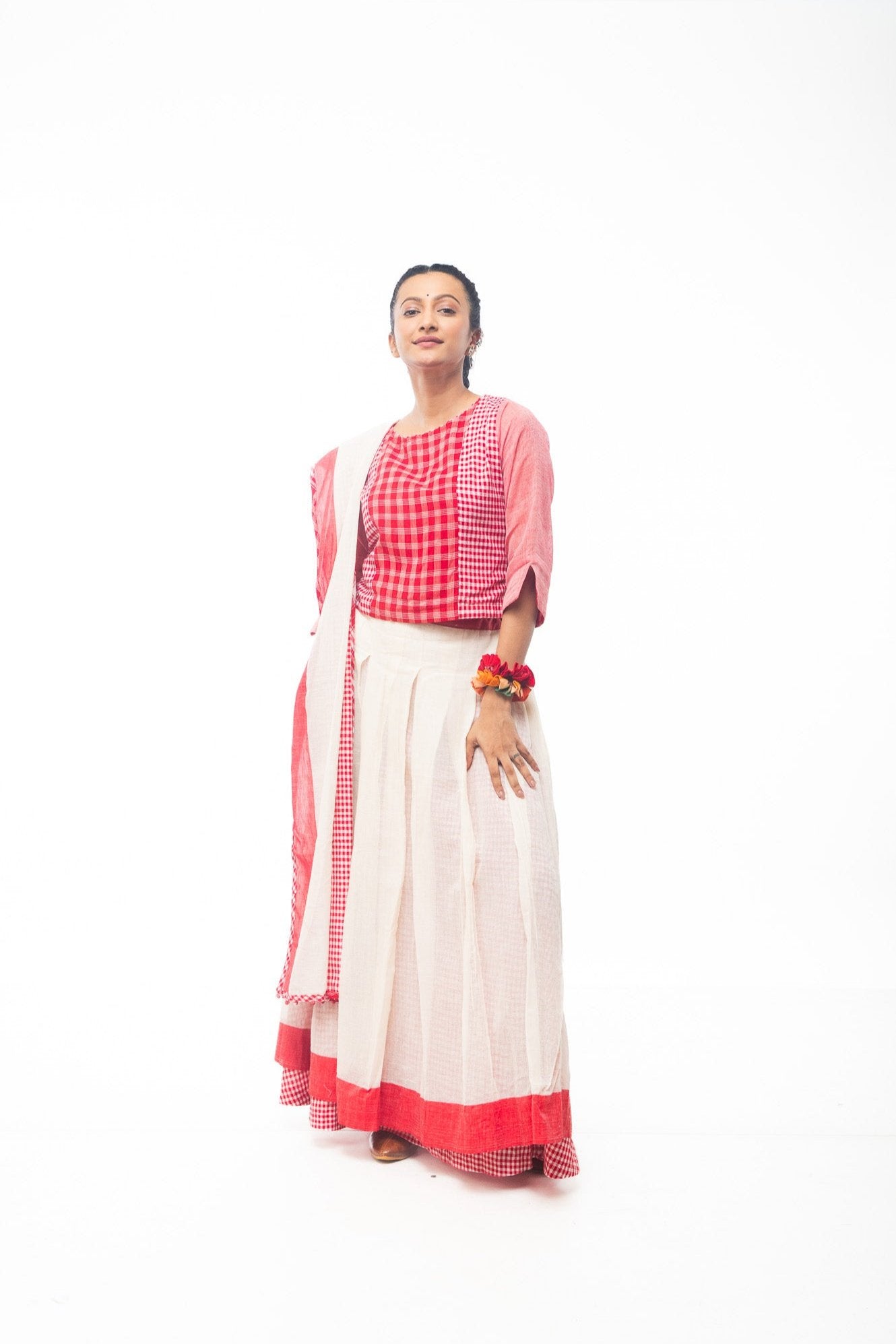 Red/Lal Paar Ghera Skirt Set