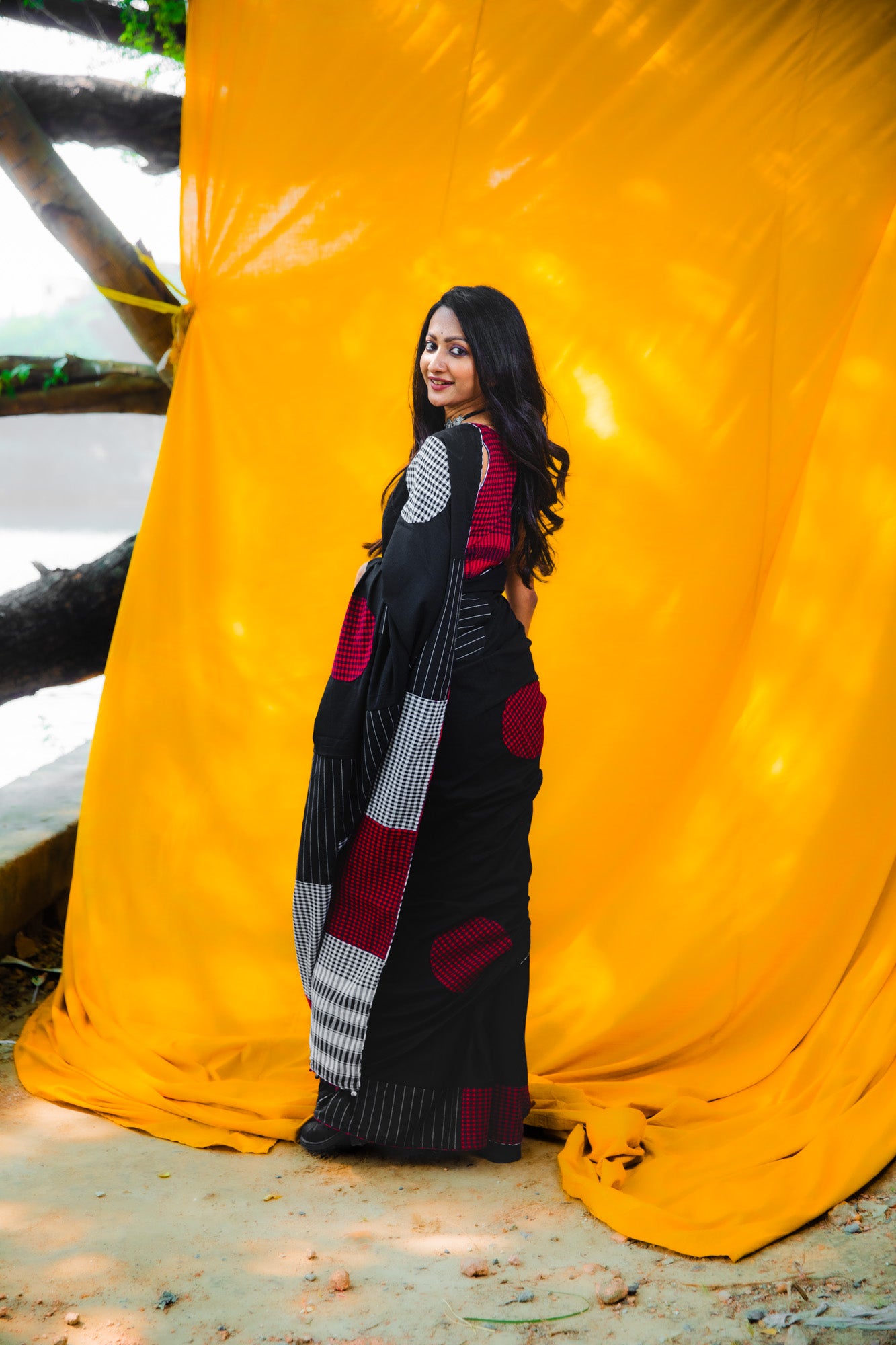 The Afterglow Polka Dot Saree