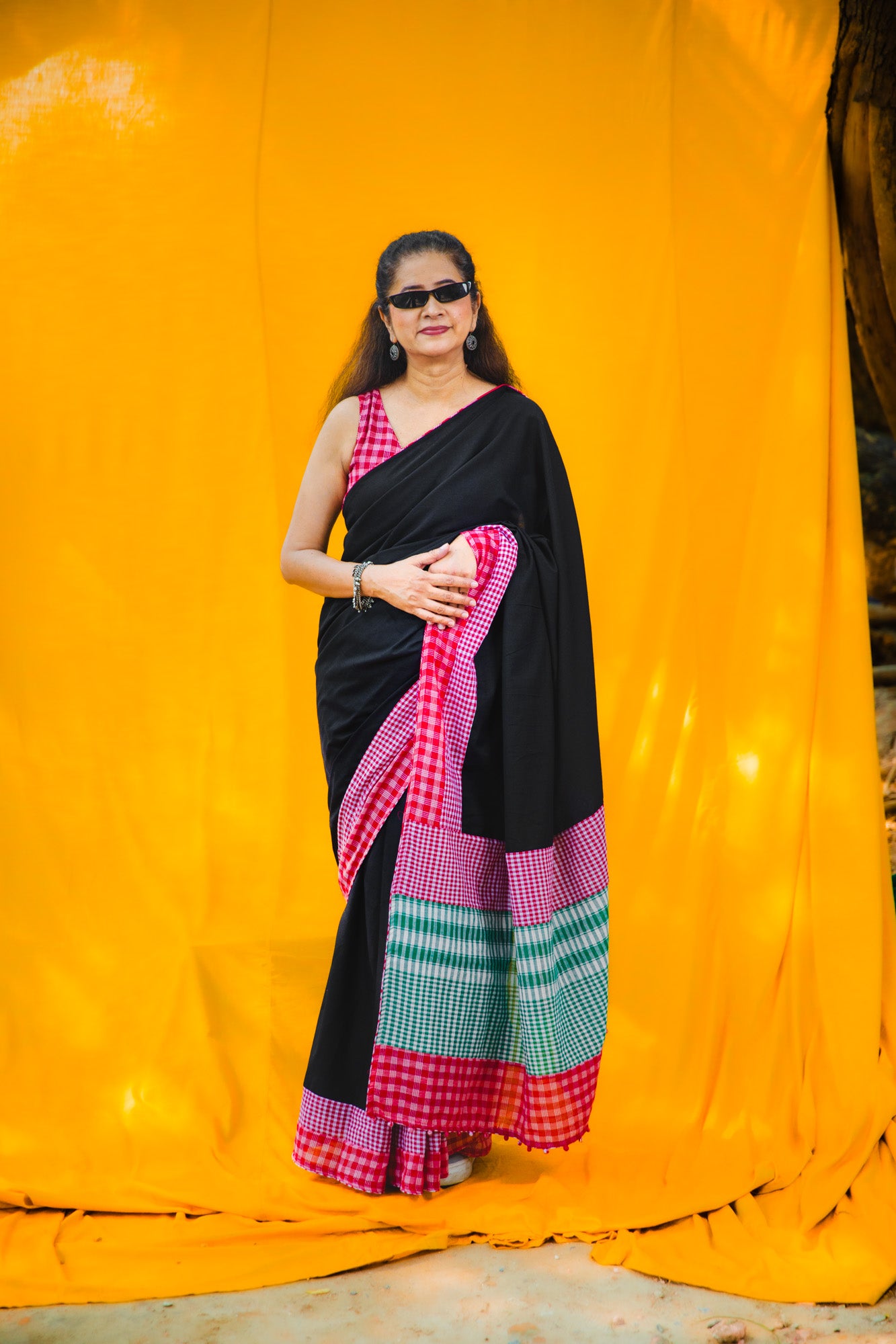 Black Saree with Gamcha