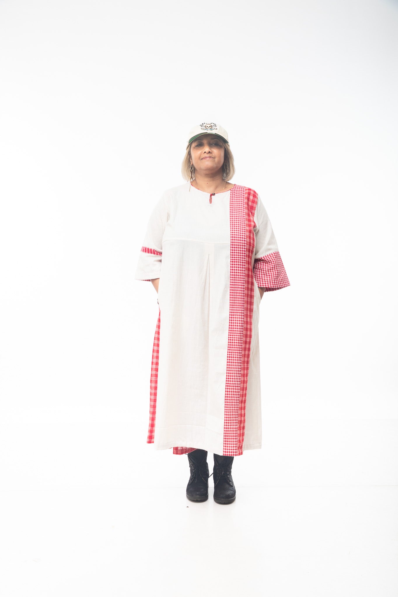 White Khadi Side Panelled Dress