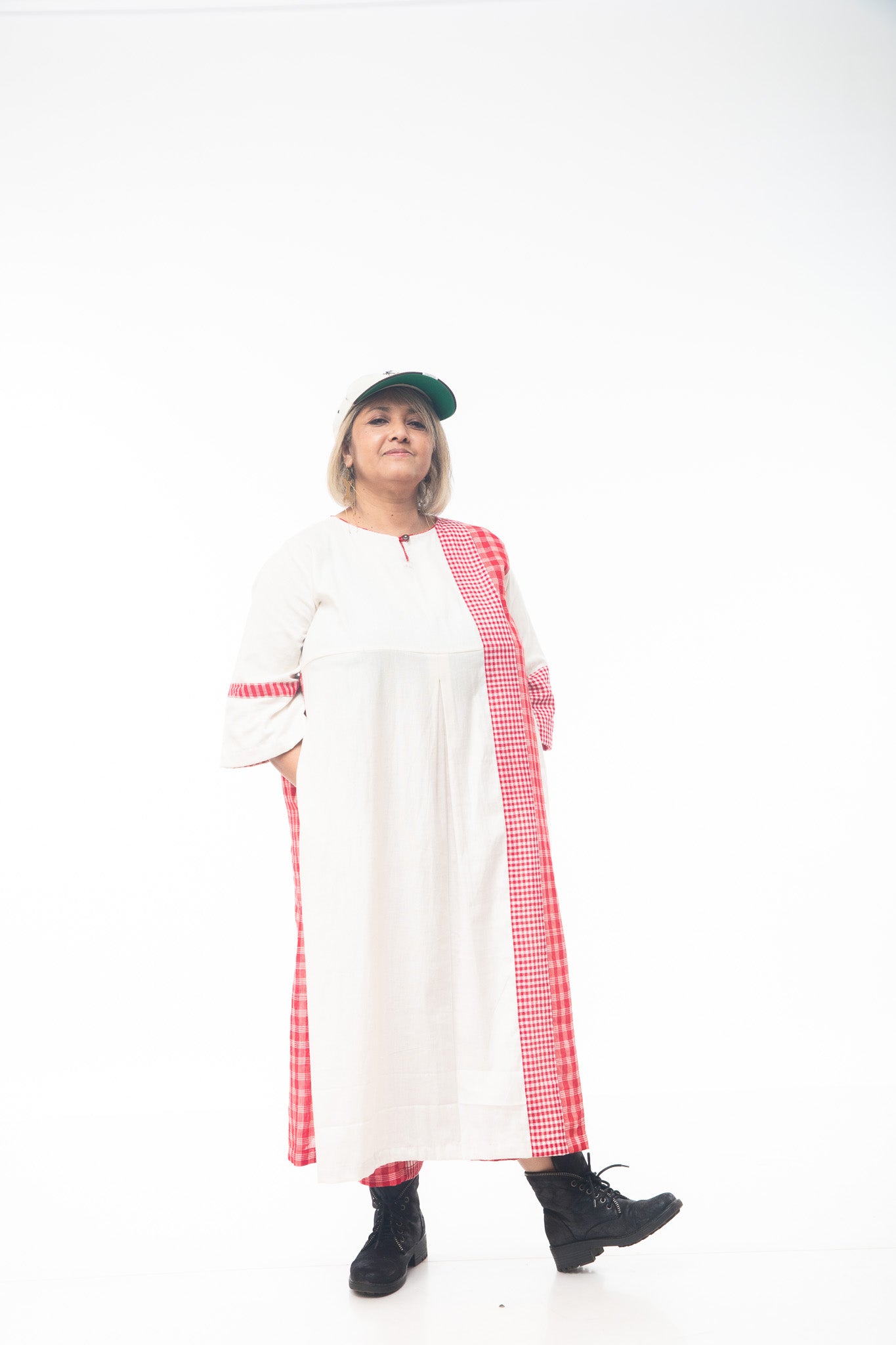 White Khadi Side Panelled Dress