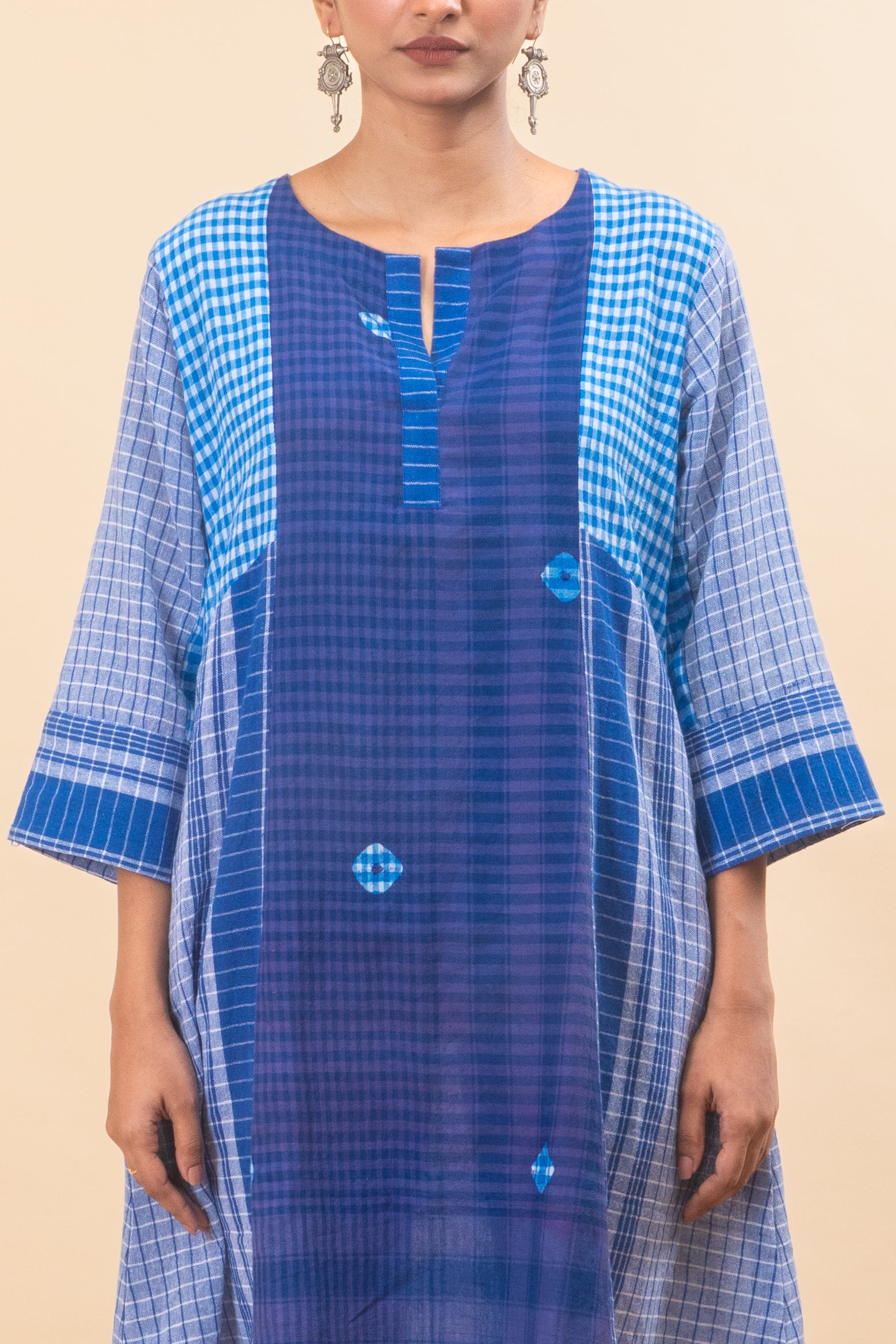 Blue Batik On Gamcha Colourblock Dress