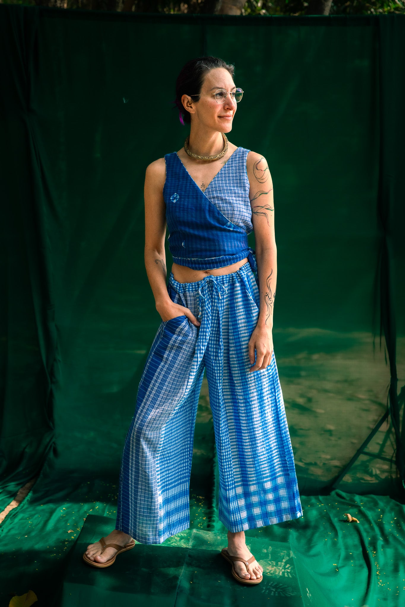 Blue Reversible Bustier + Blue Dandy Pants