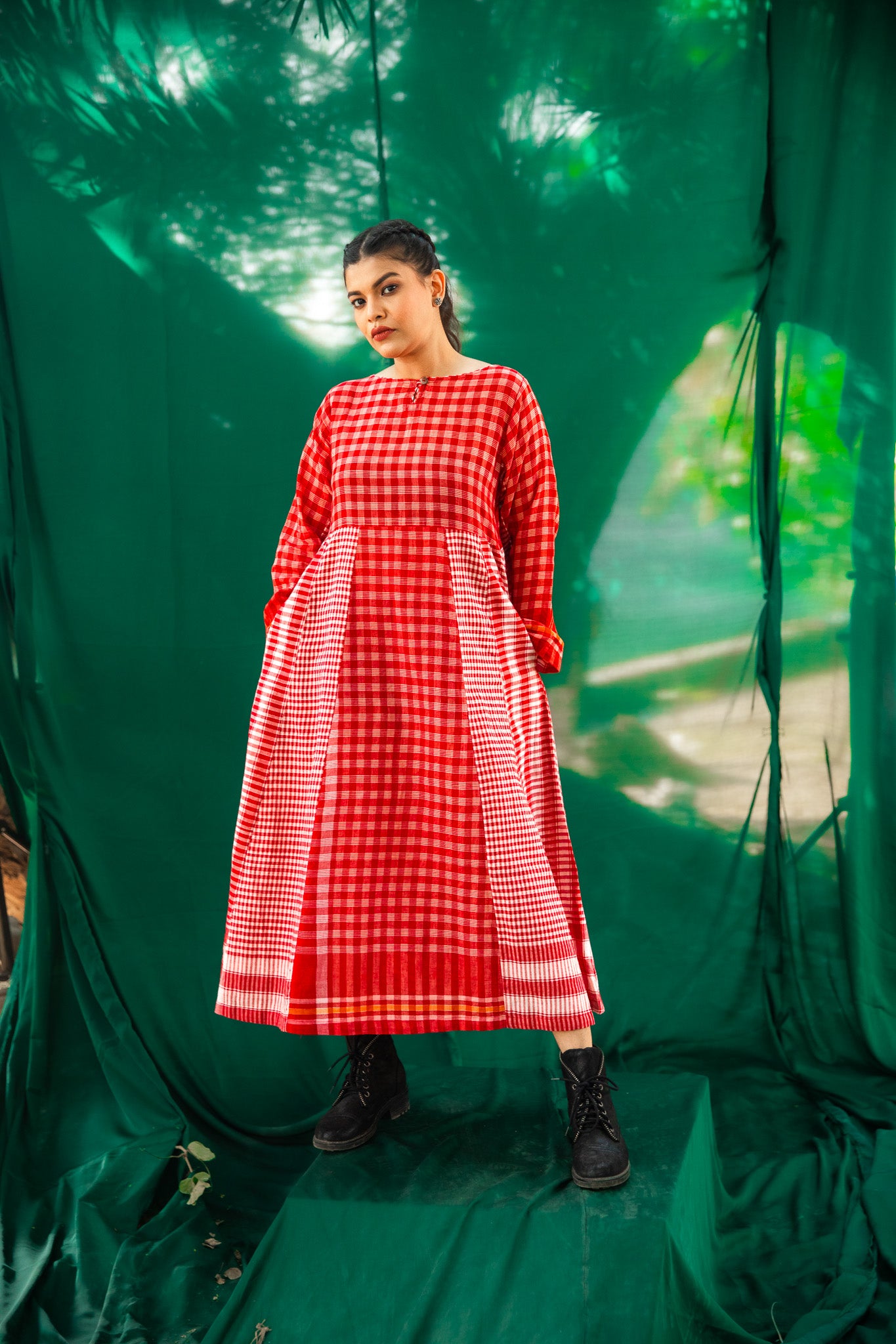 Side Panelled Big Book Red Dress