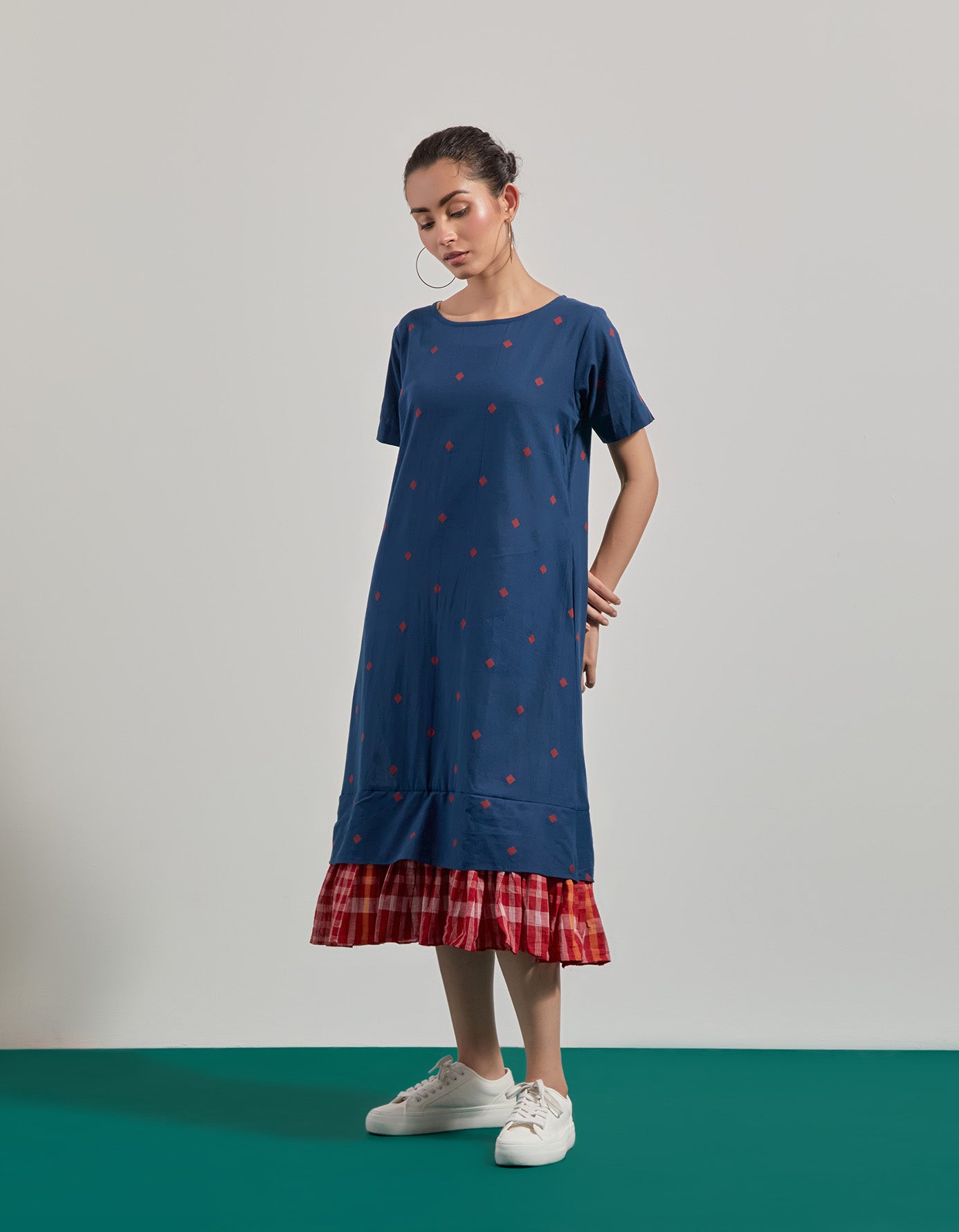 True Blue Long Straight Frill Dress