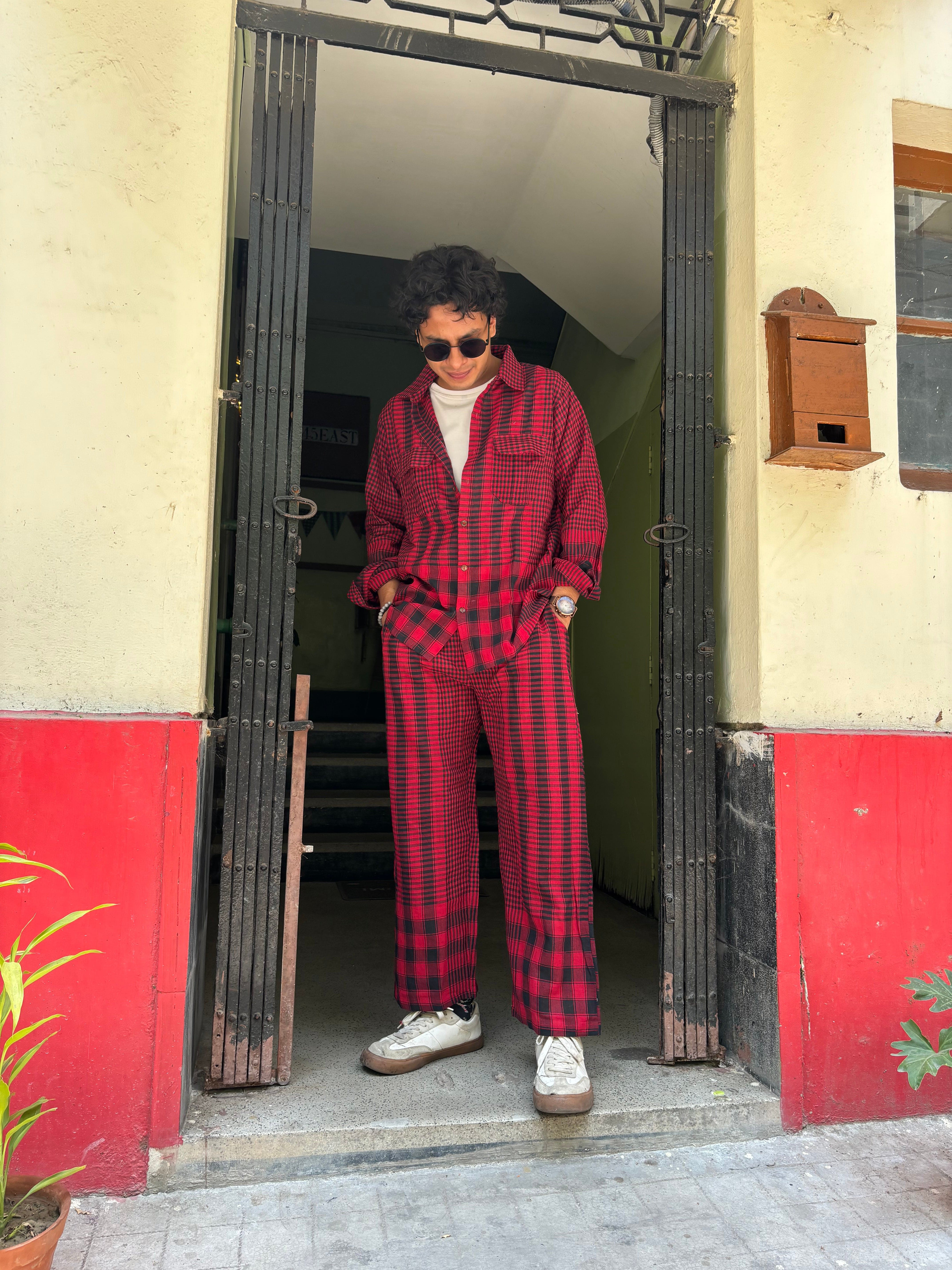 Maroon Summer Vibe Set (Dadu’s PJ’s + Shirt)