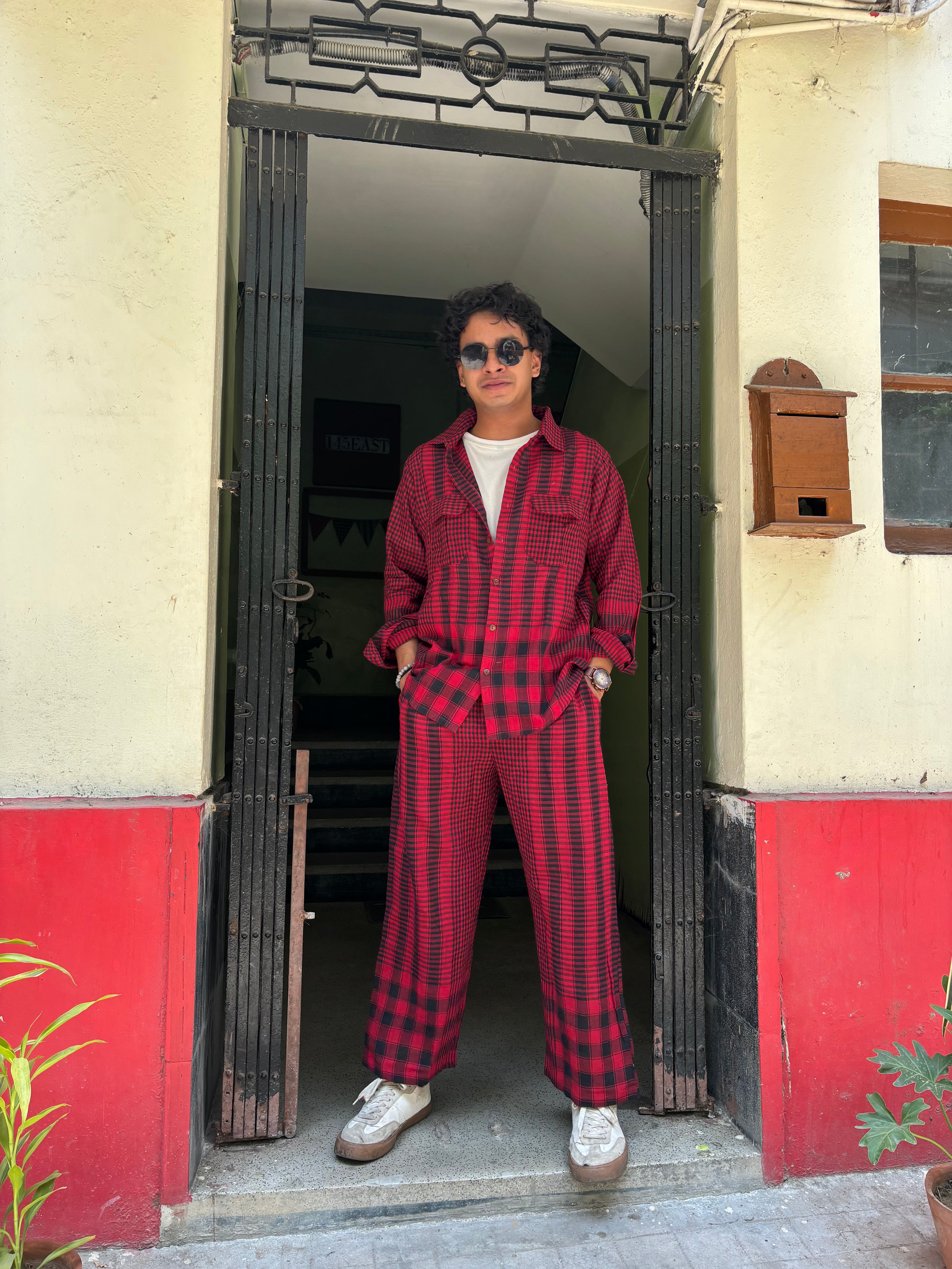 Maroon Summer Vibe Set (Dadu’s PJ’s + Shirt)