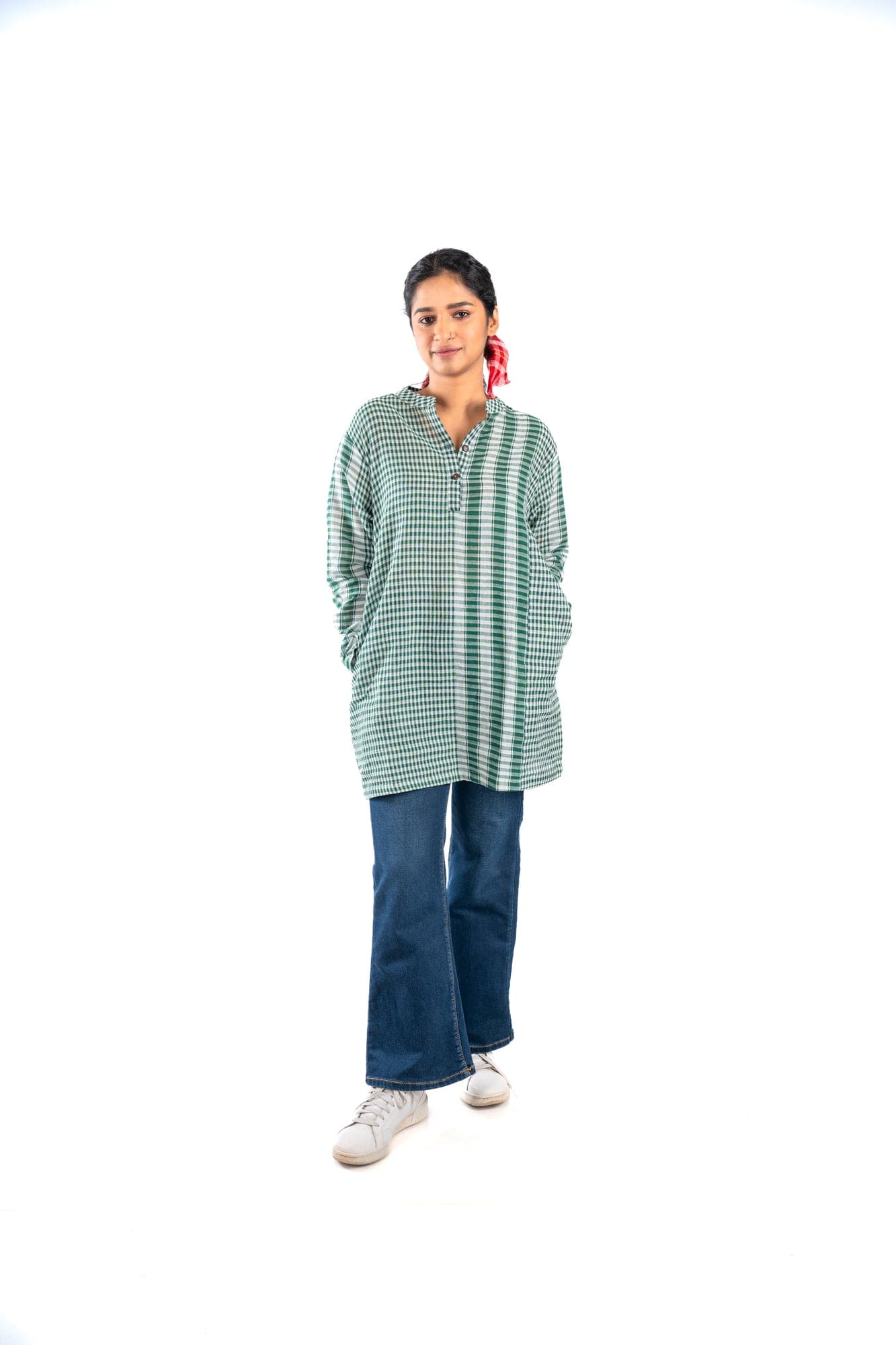 Green Checkered Kurta