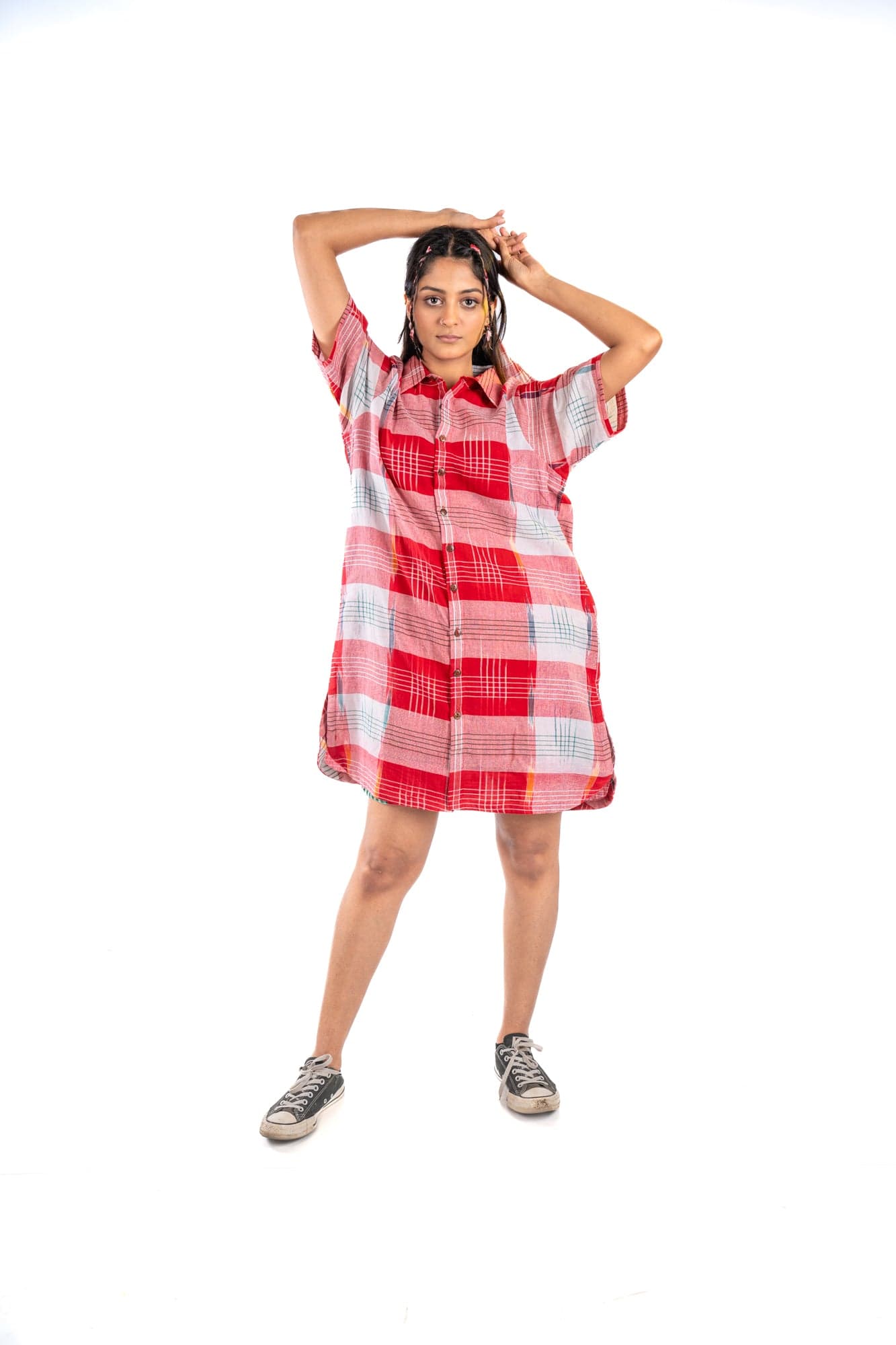 Anti-fit Red Kotki Shirt Dress