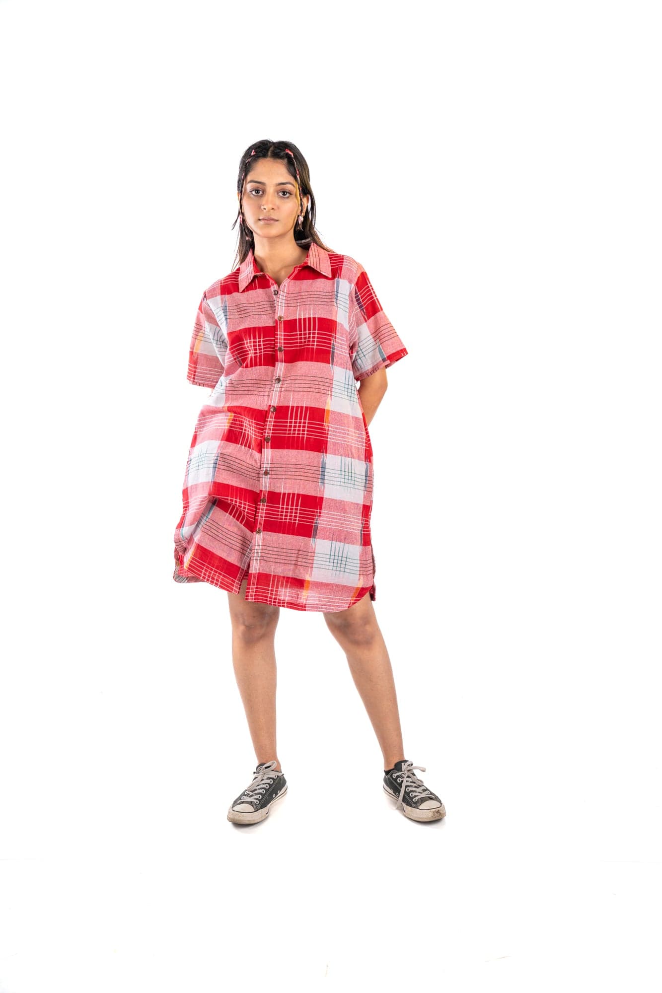 Anti-fit Red Kotki Shirt Dress