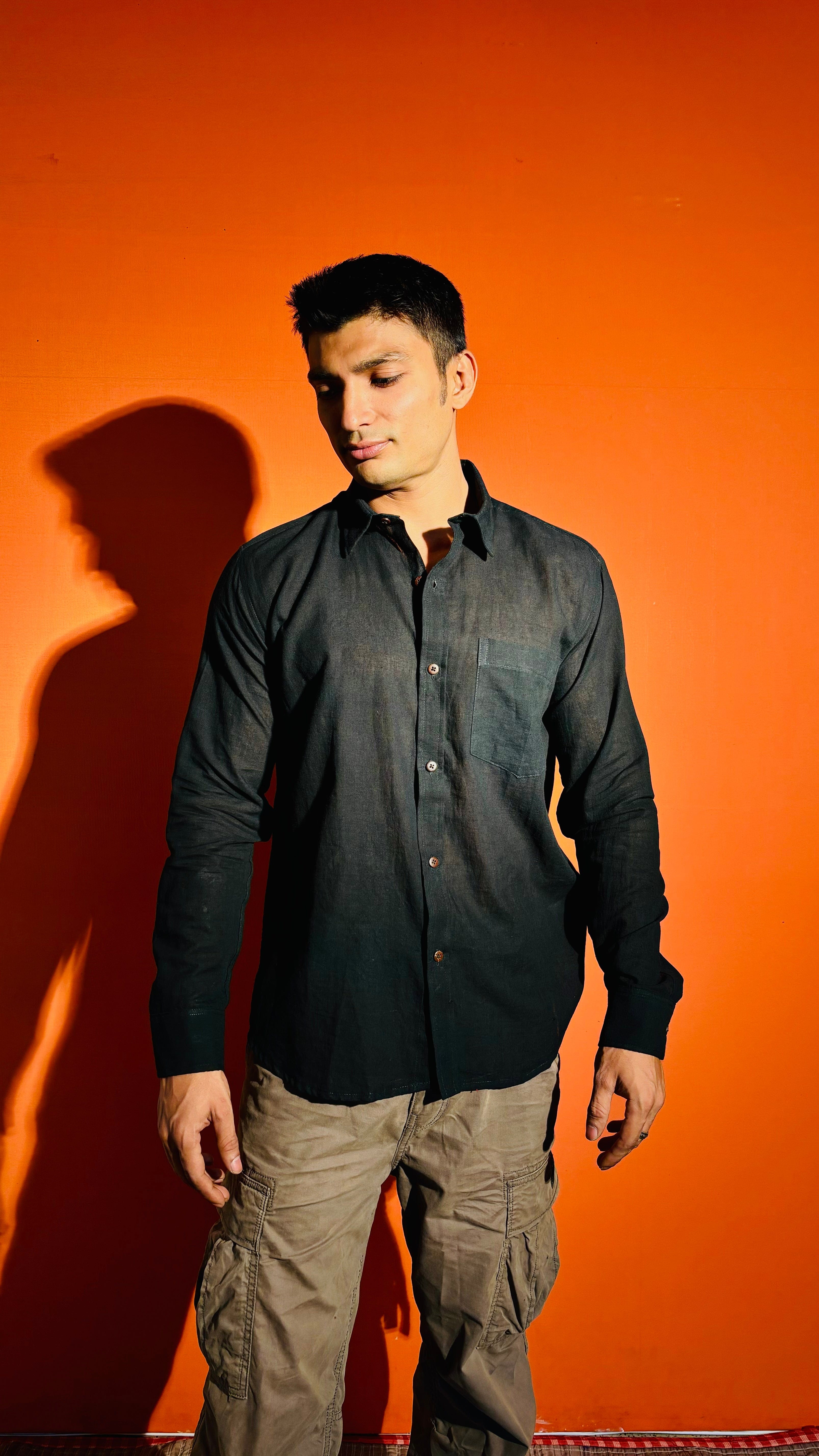 Black 100% Cotton Full Sleeves Shirt