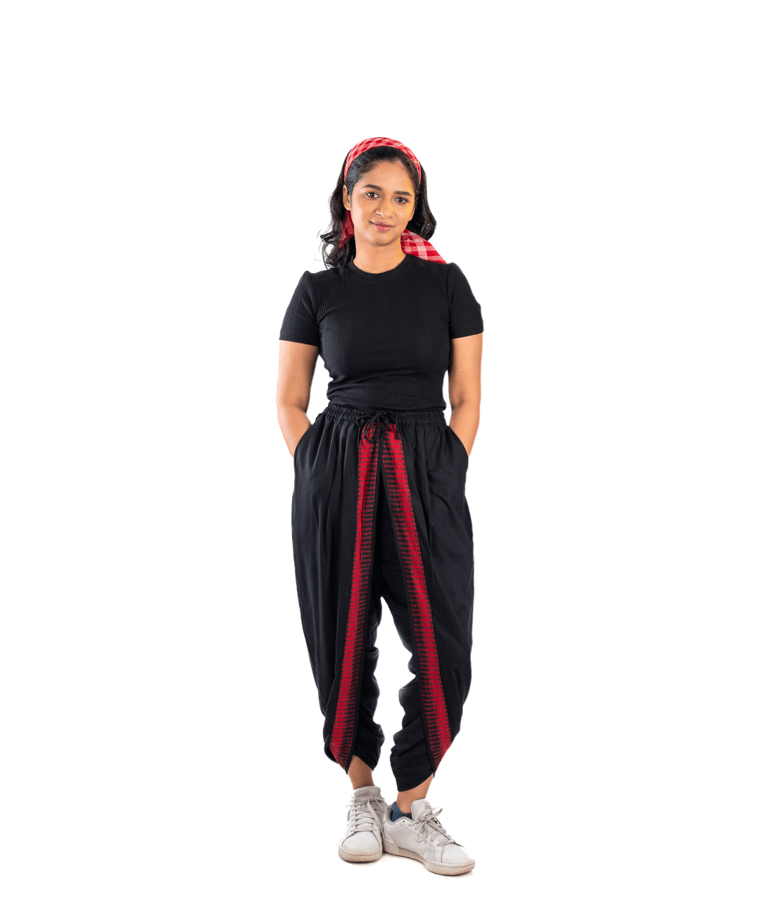 Black & Maroon Dual Dhoti Pants