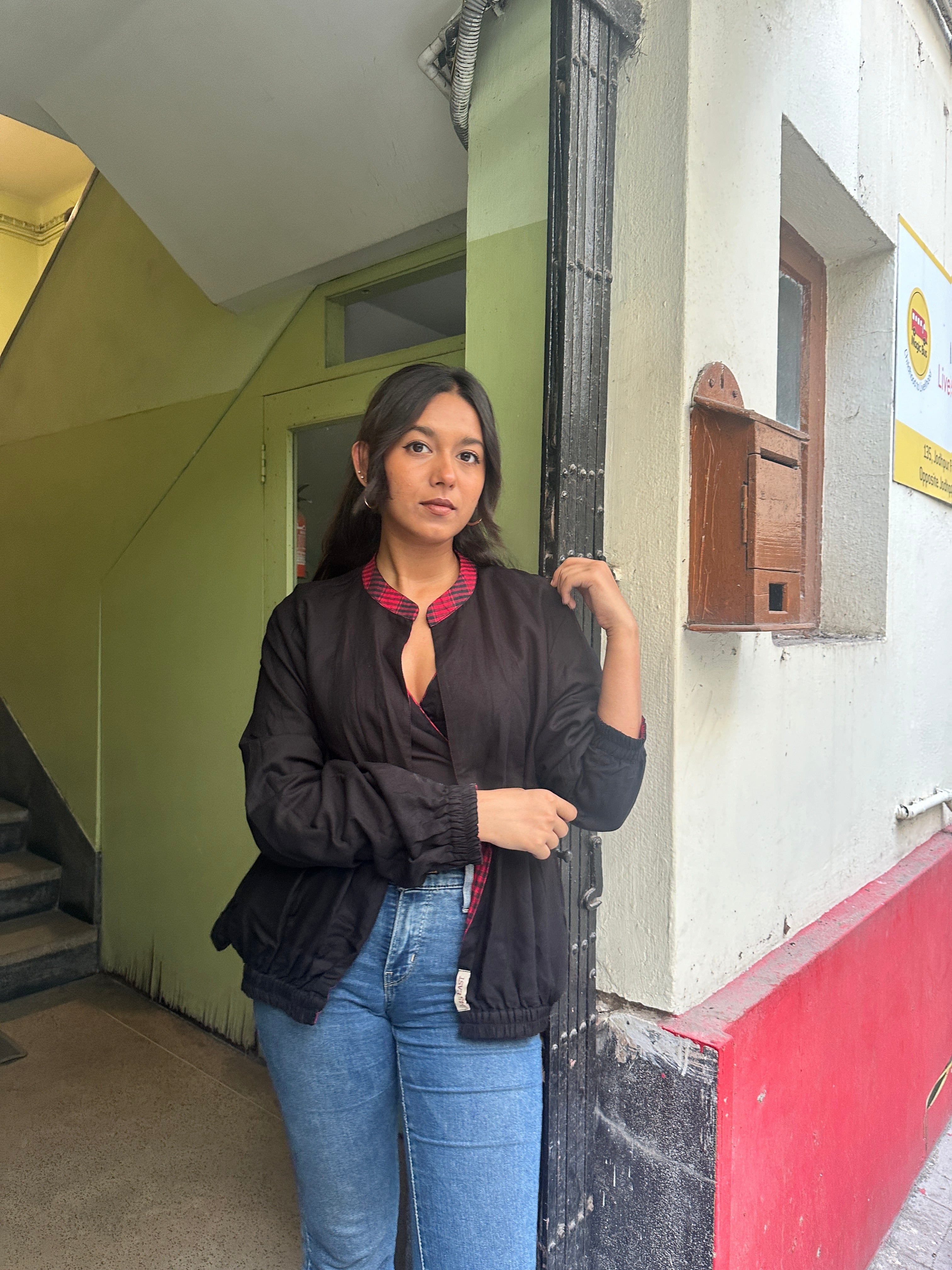 Reversible Bomber Jacket (Black/Maroon)