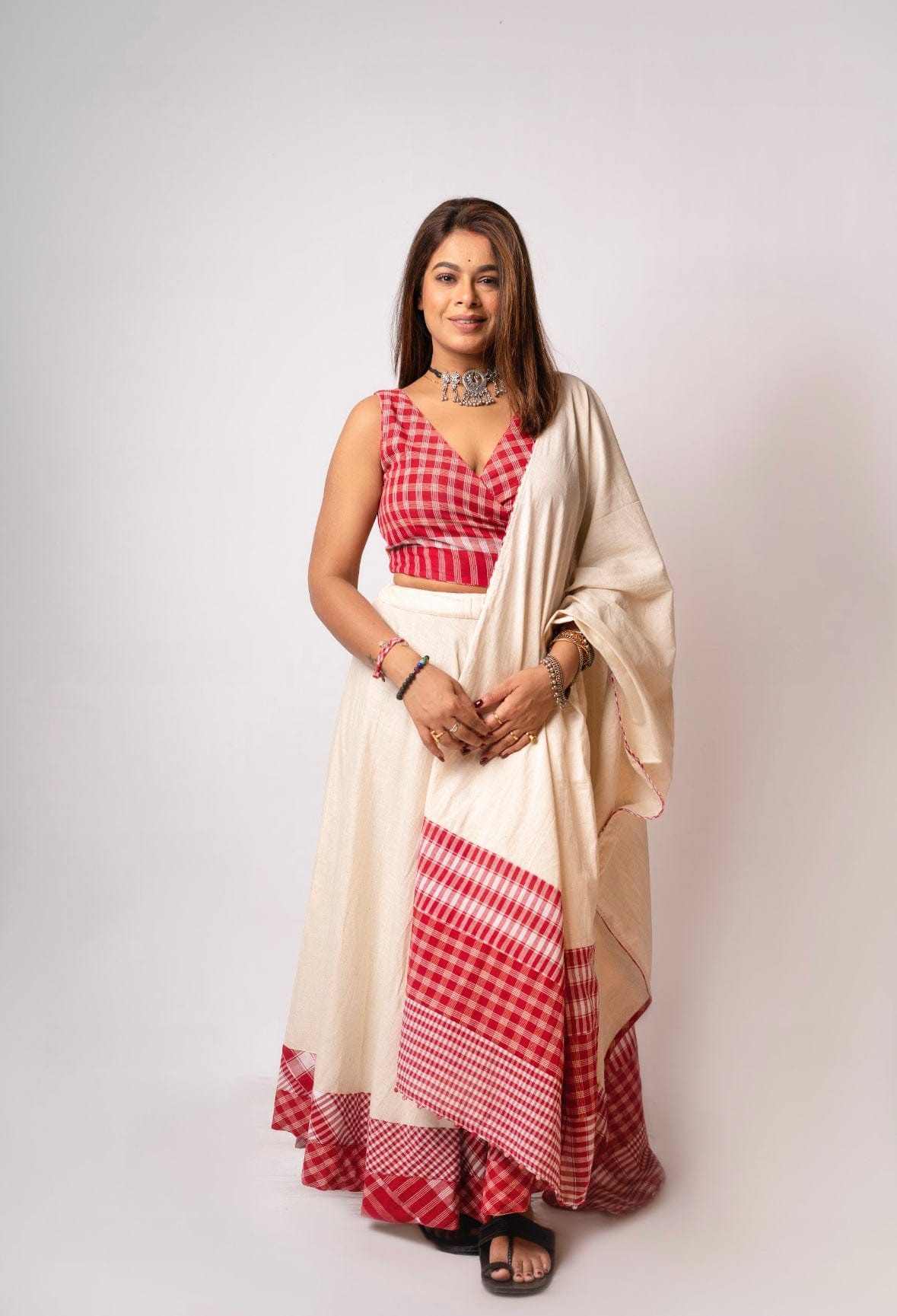 Festive Skirt + Wrap Bustier + Dupatta Set (3 Piece)