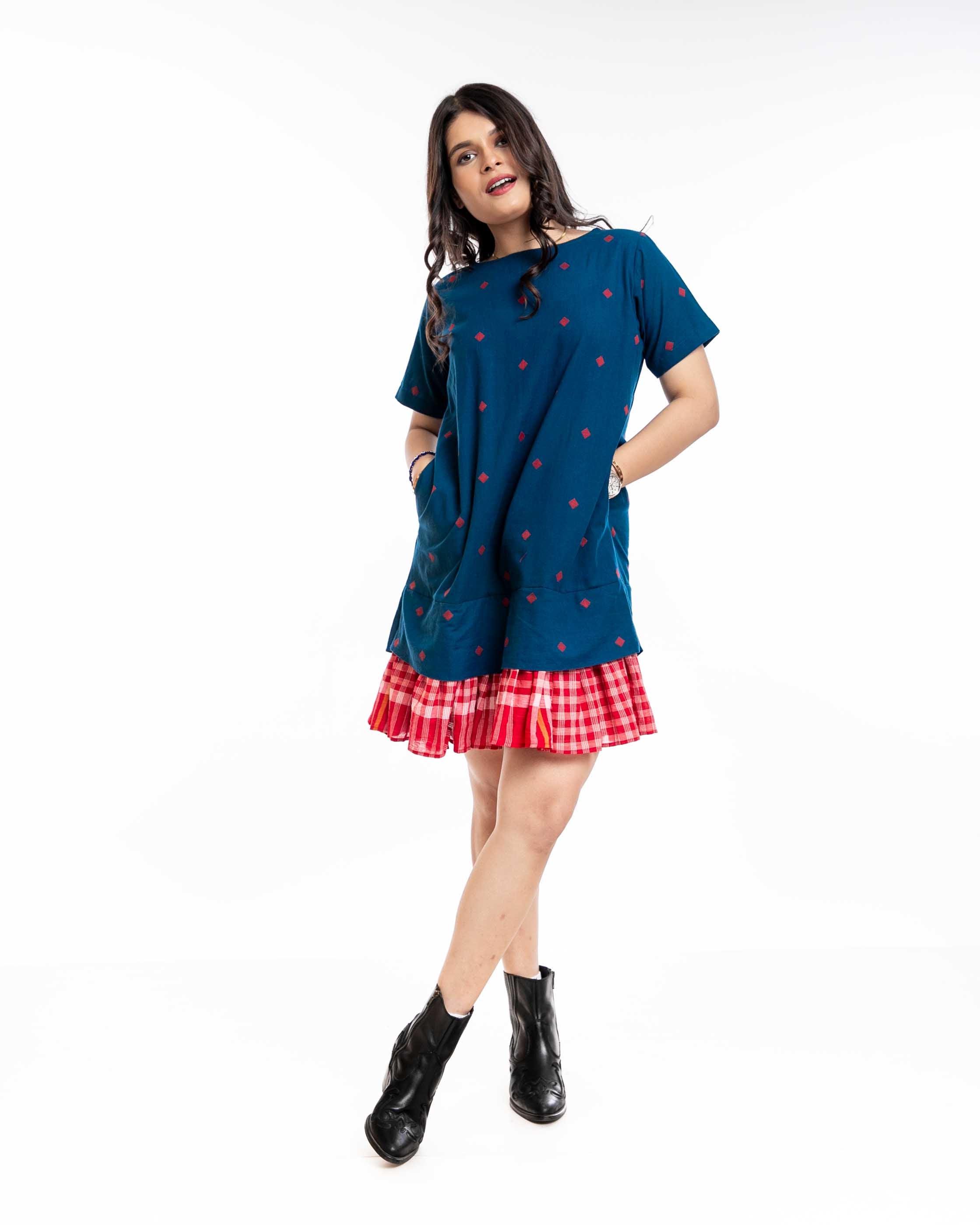 True Blue Straight Frill Dress