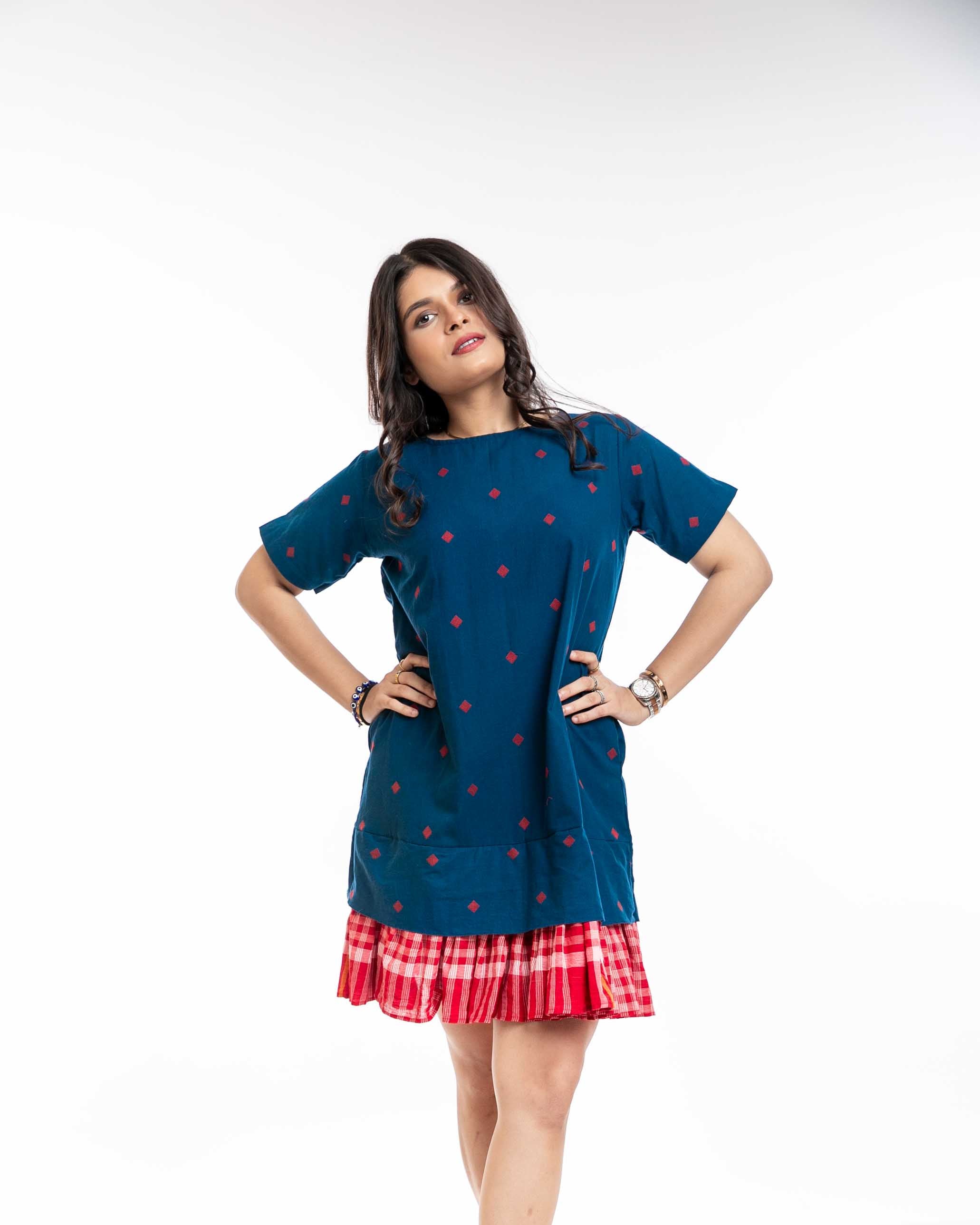 True Blue Straight Frill Dress