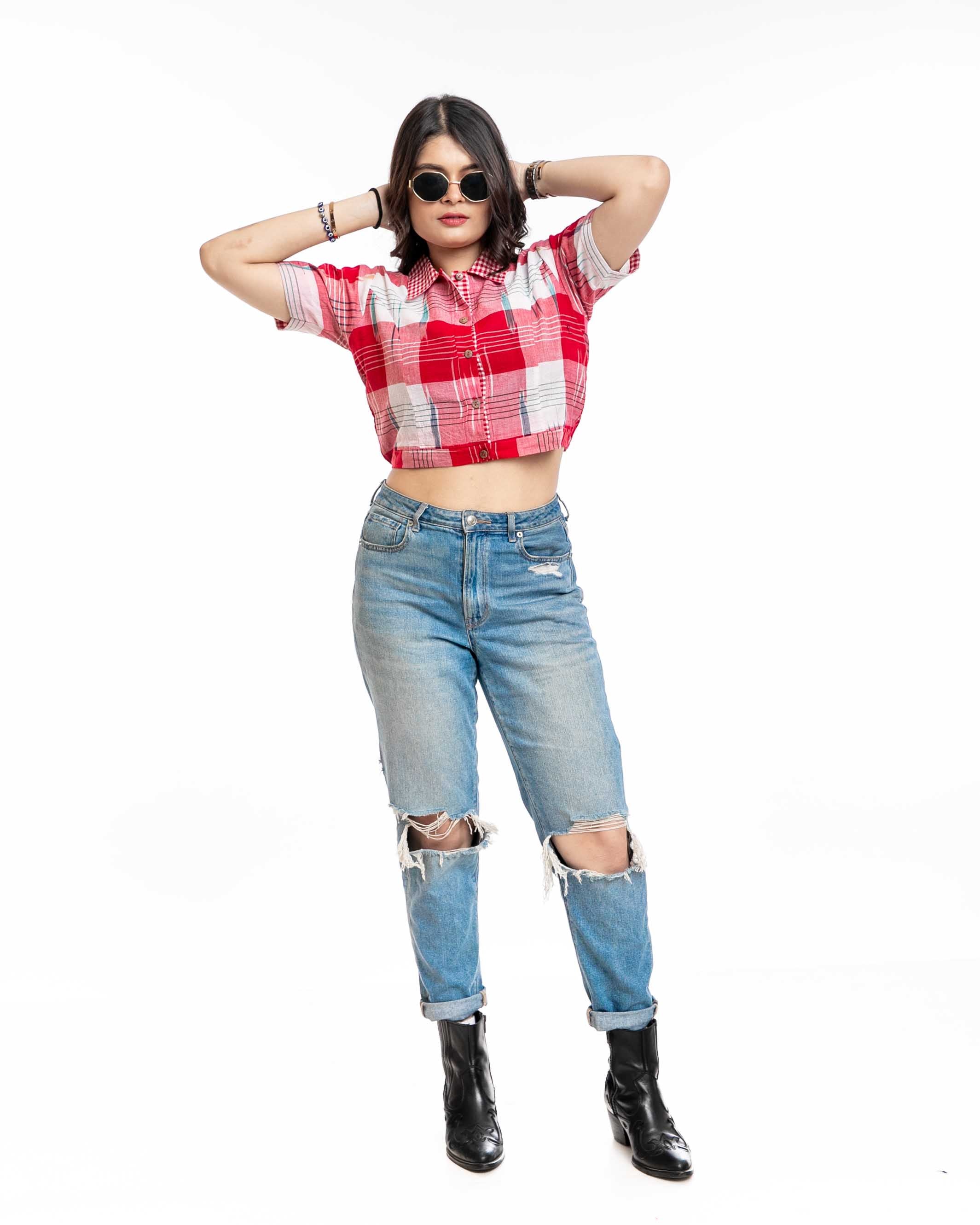 Red Kotki Boxed Top