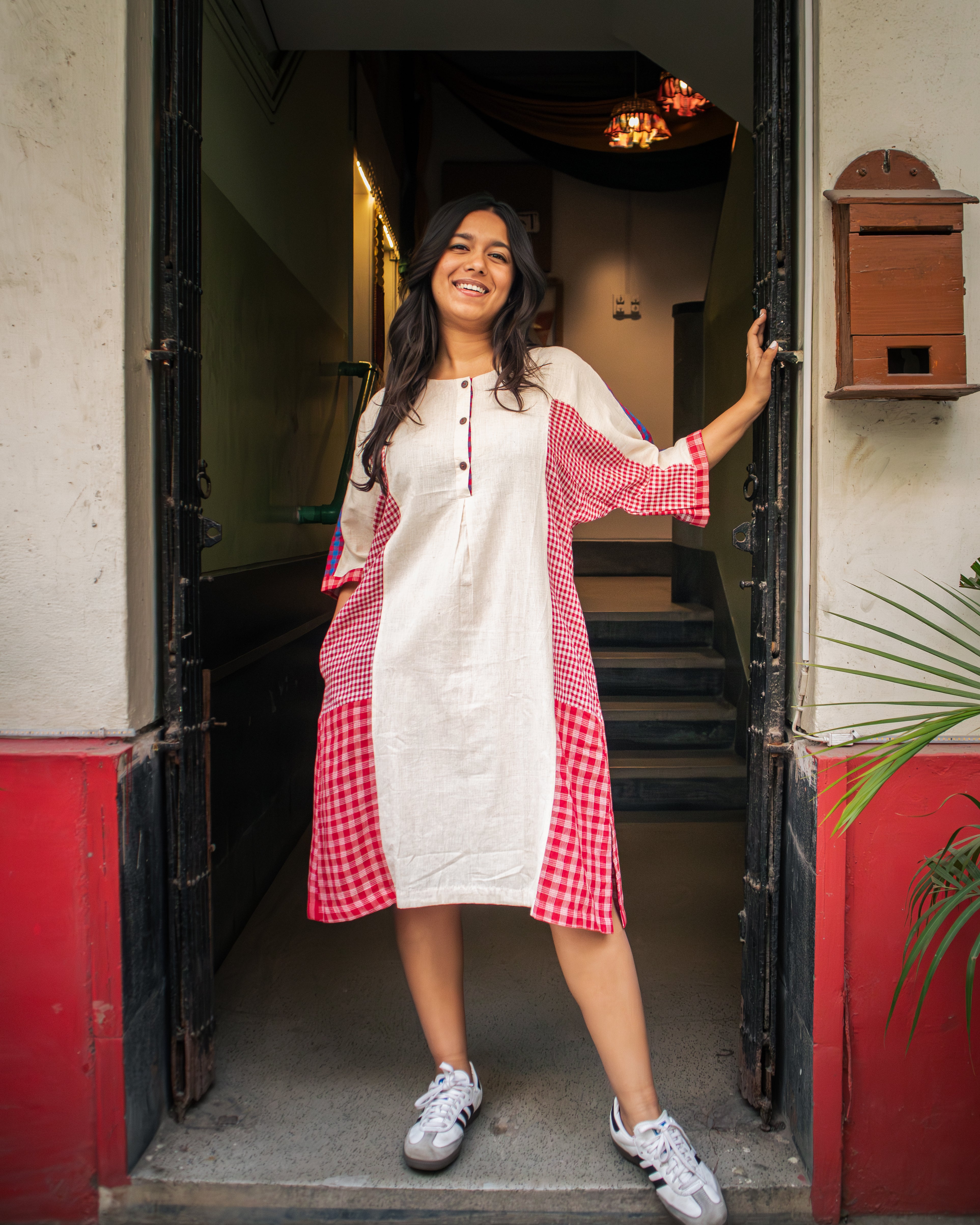 Khadi Boho Round Neck Dress