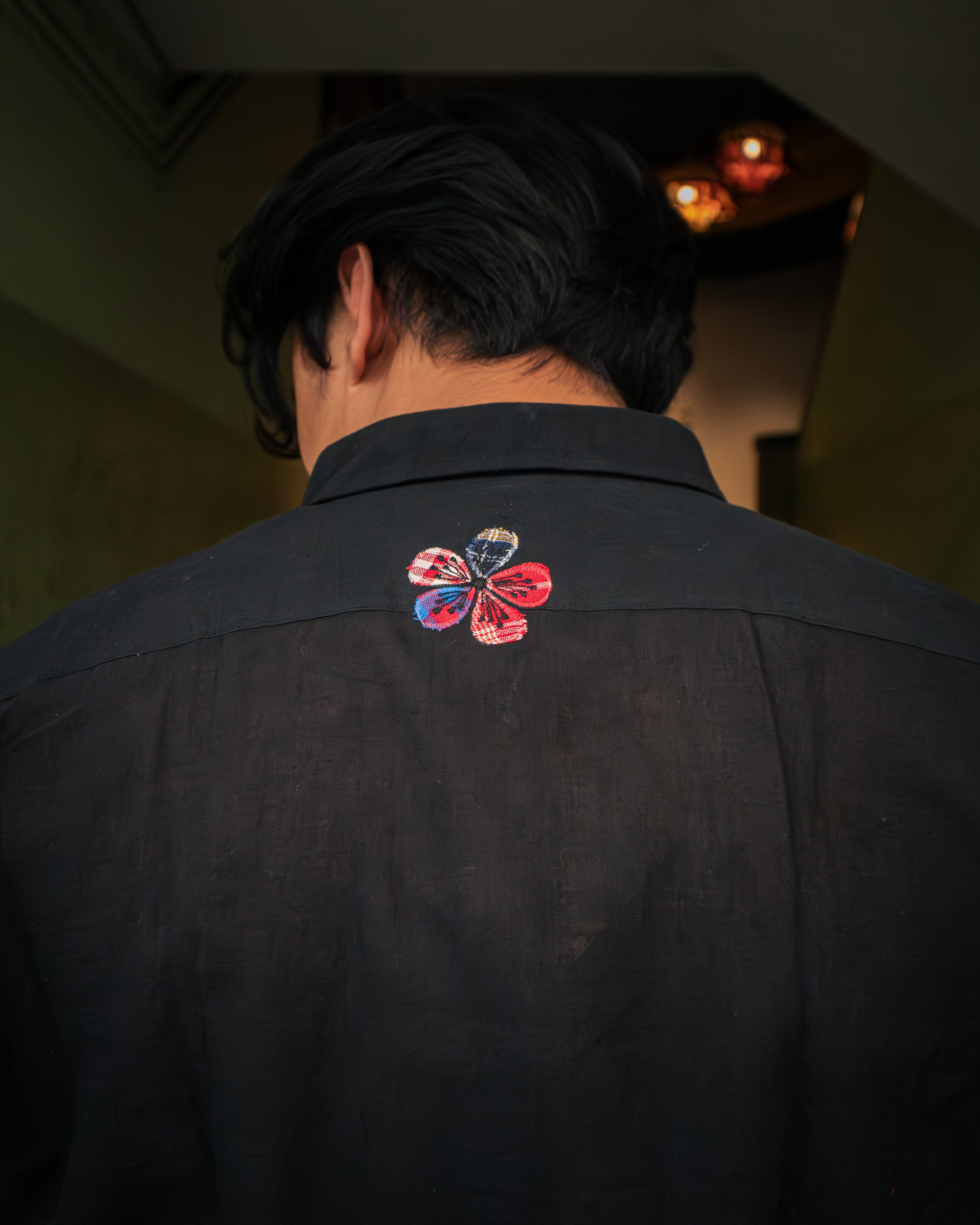 Black Full Sleeves Motif Shirt