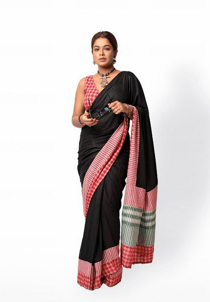 Black Saree with Gamcha