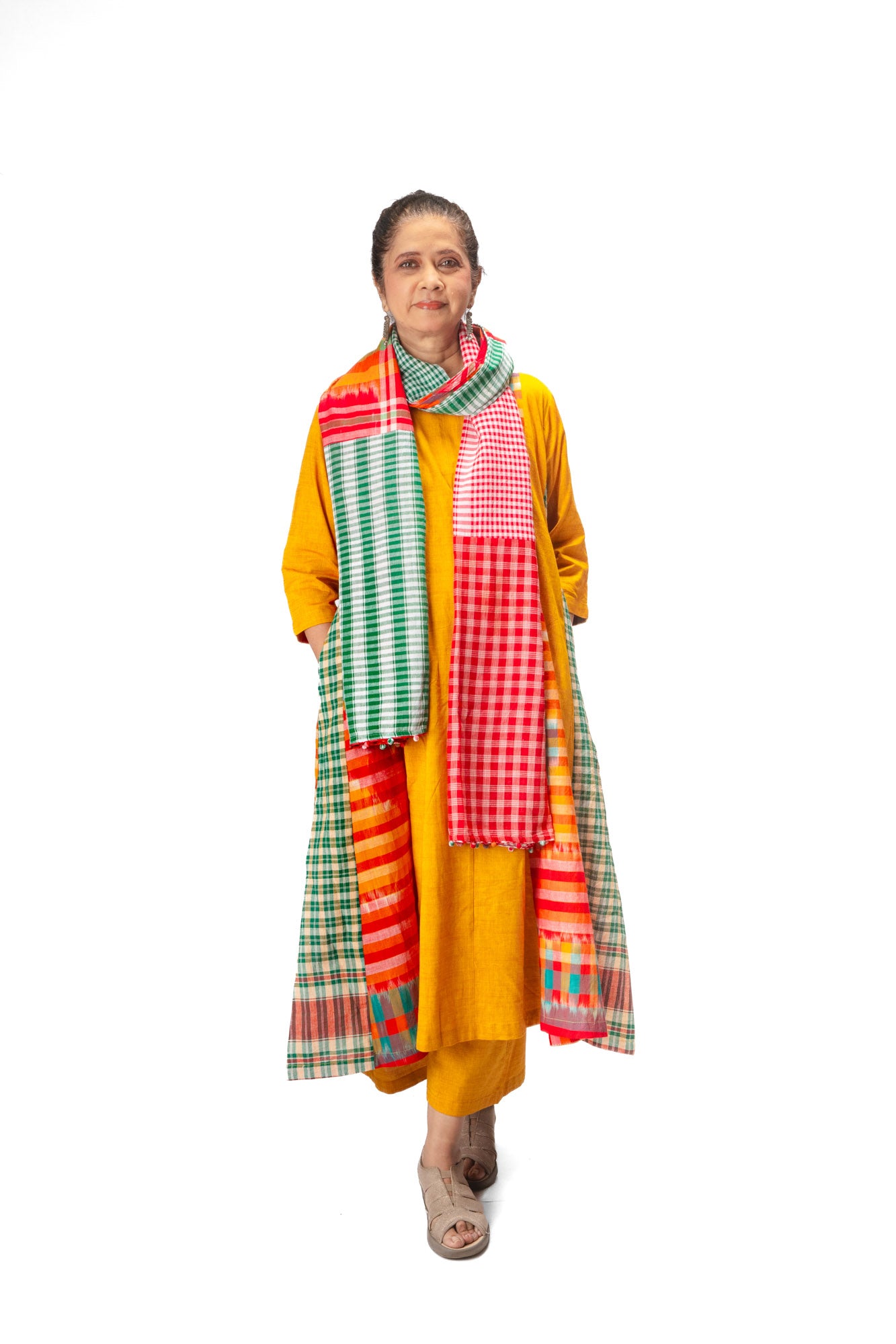 Yellow 16 Panelled Dupatta Set