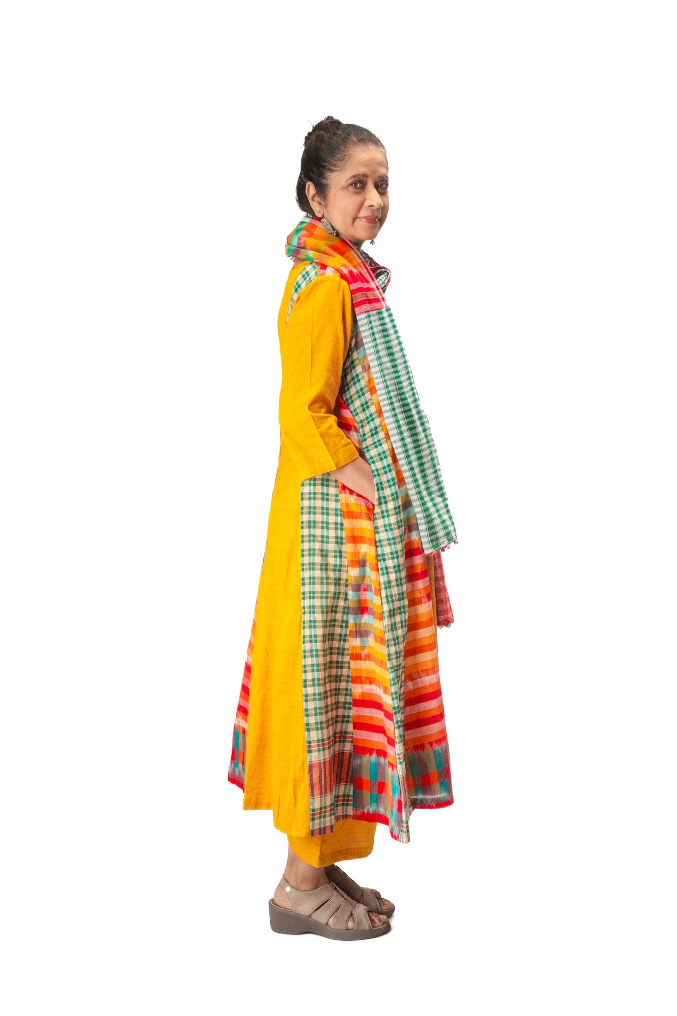 Yellow 16 Panelled Dupatta Set