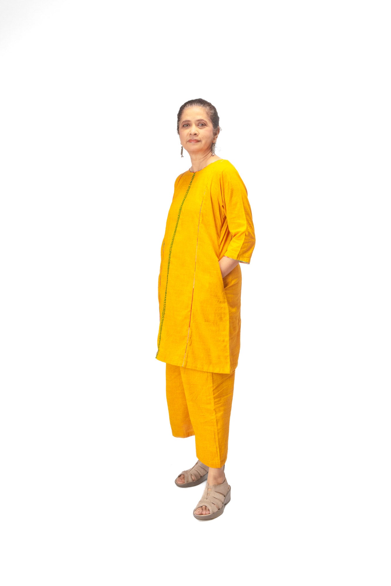Yellow Minimal Embroidered Dupatta Set