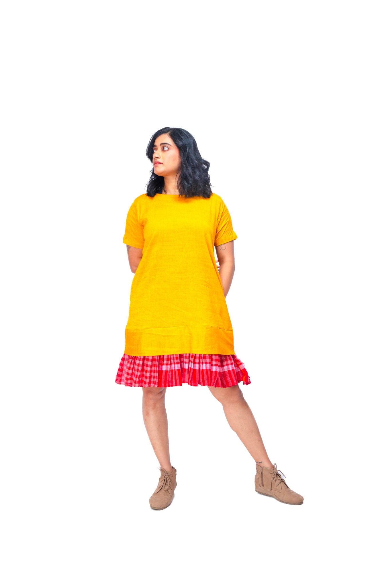 Yellow Straight Frill Dress