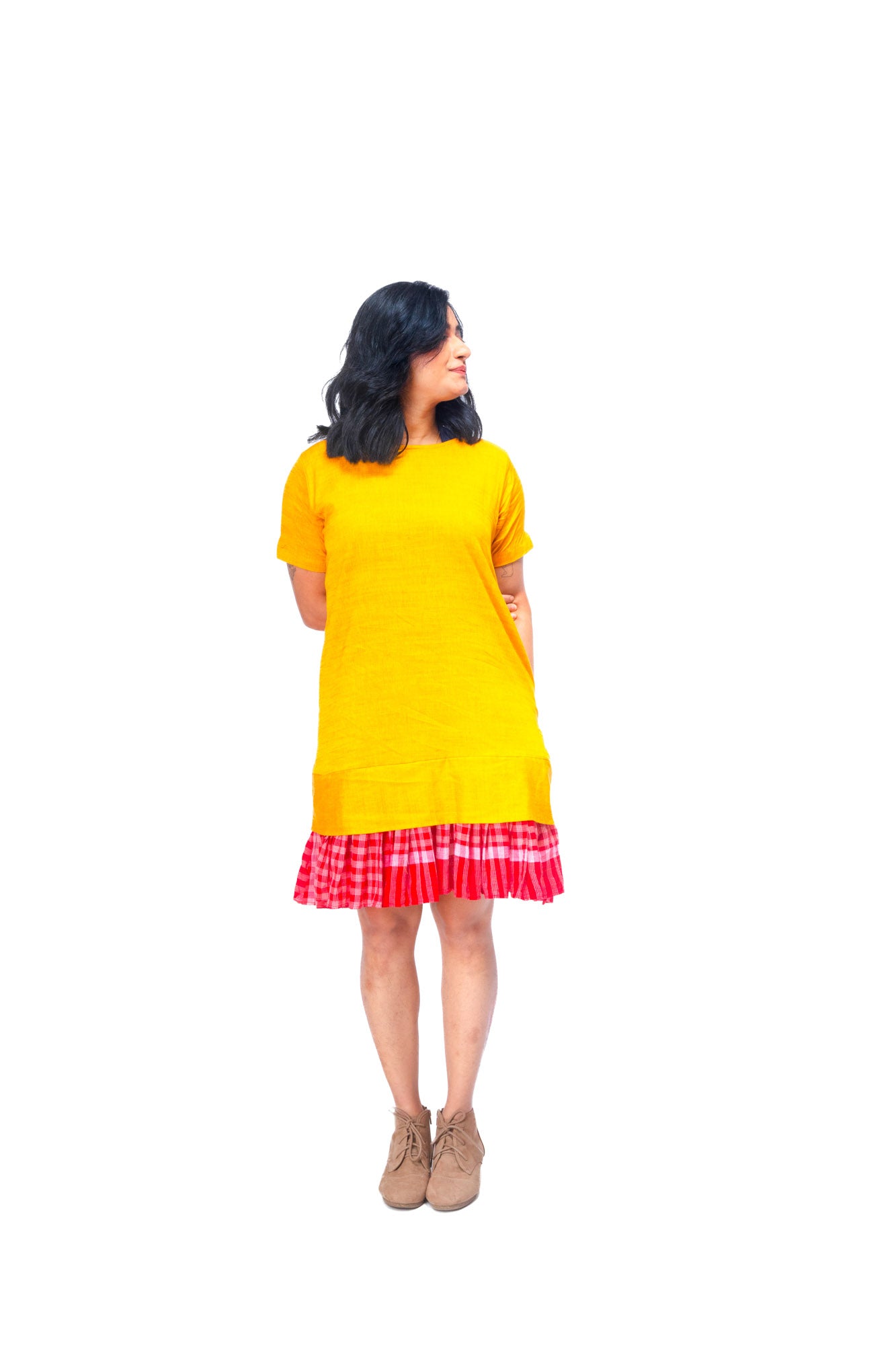 Yellow Straight Frill Dress