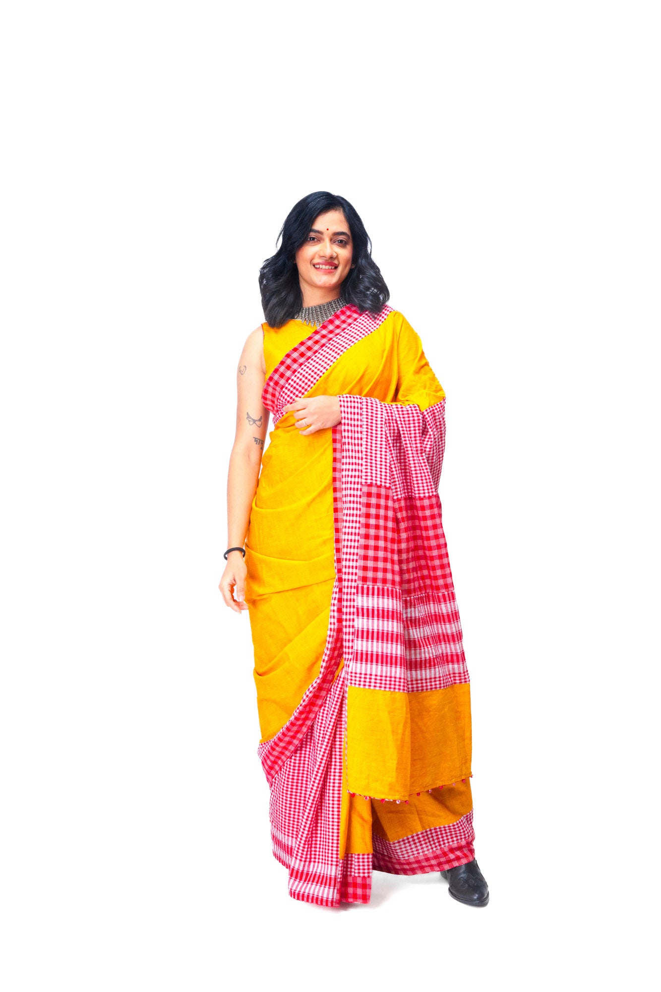 Yellow Mosaic Saree