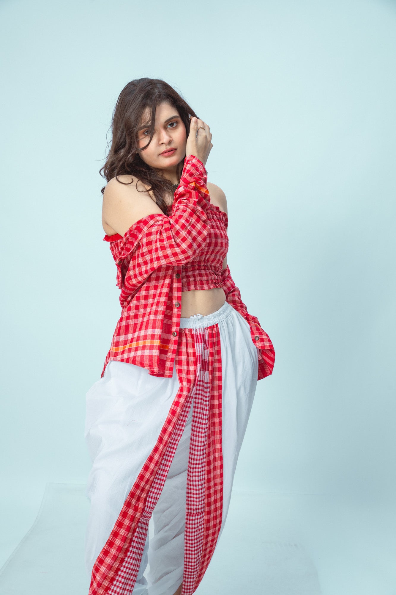 Red Set: Tube Top + Dhoti + Shirt