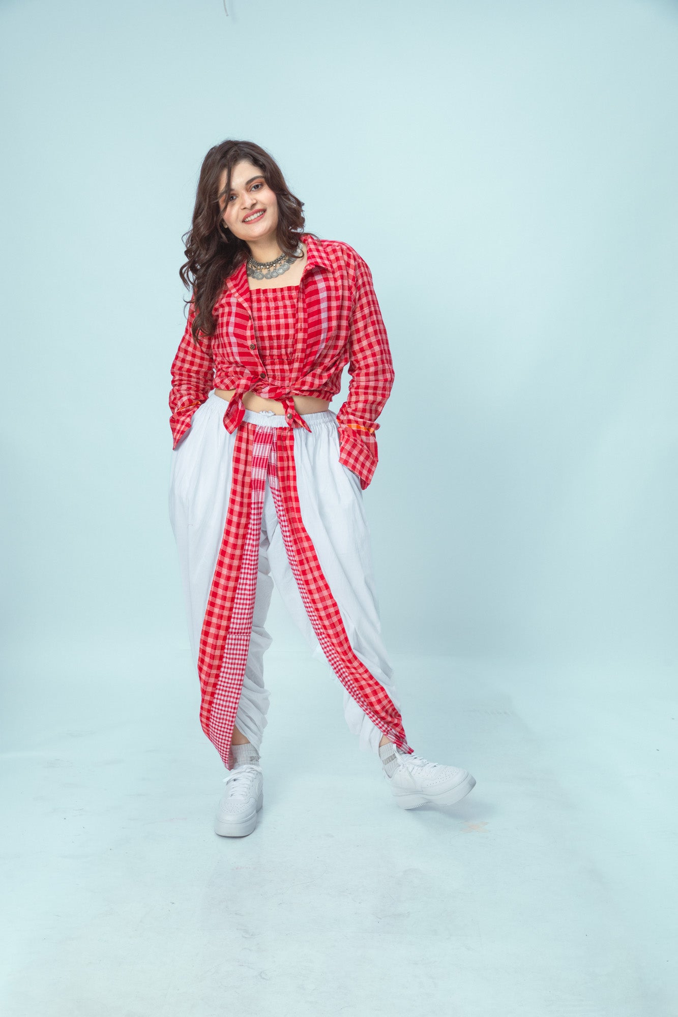 Red Set: Tube Top + Dhoti + Shirt