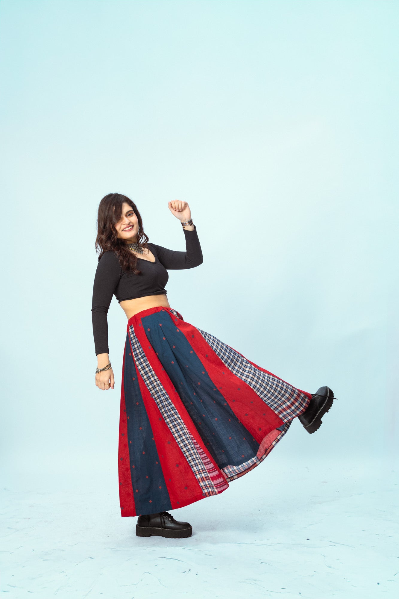 True Red Brick 16 Panelled Skirt