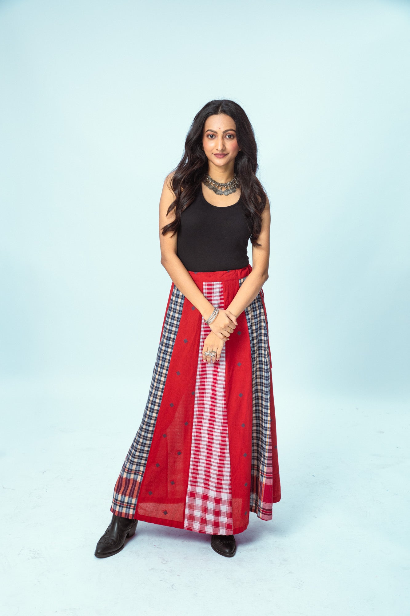 True Red 16 Panelled Ghera Skirt