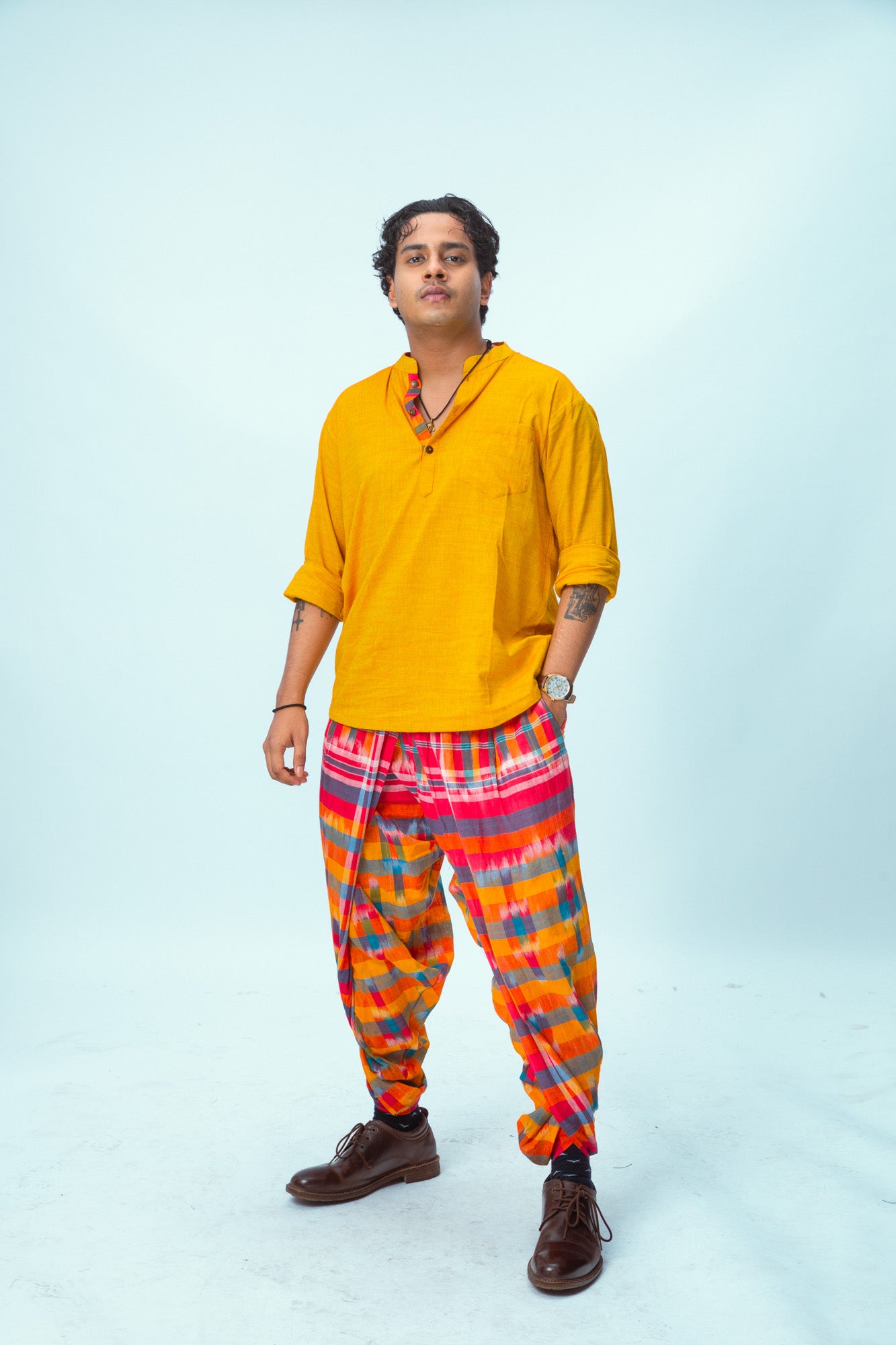 Yellow Kurta + Kotki Dhoti Pants