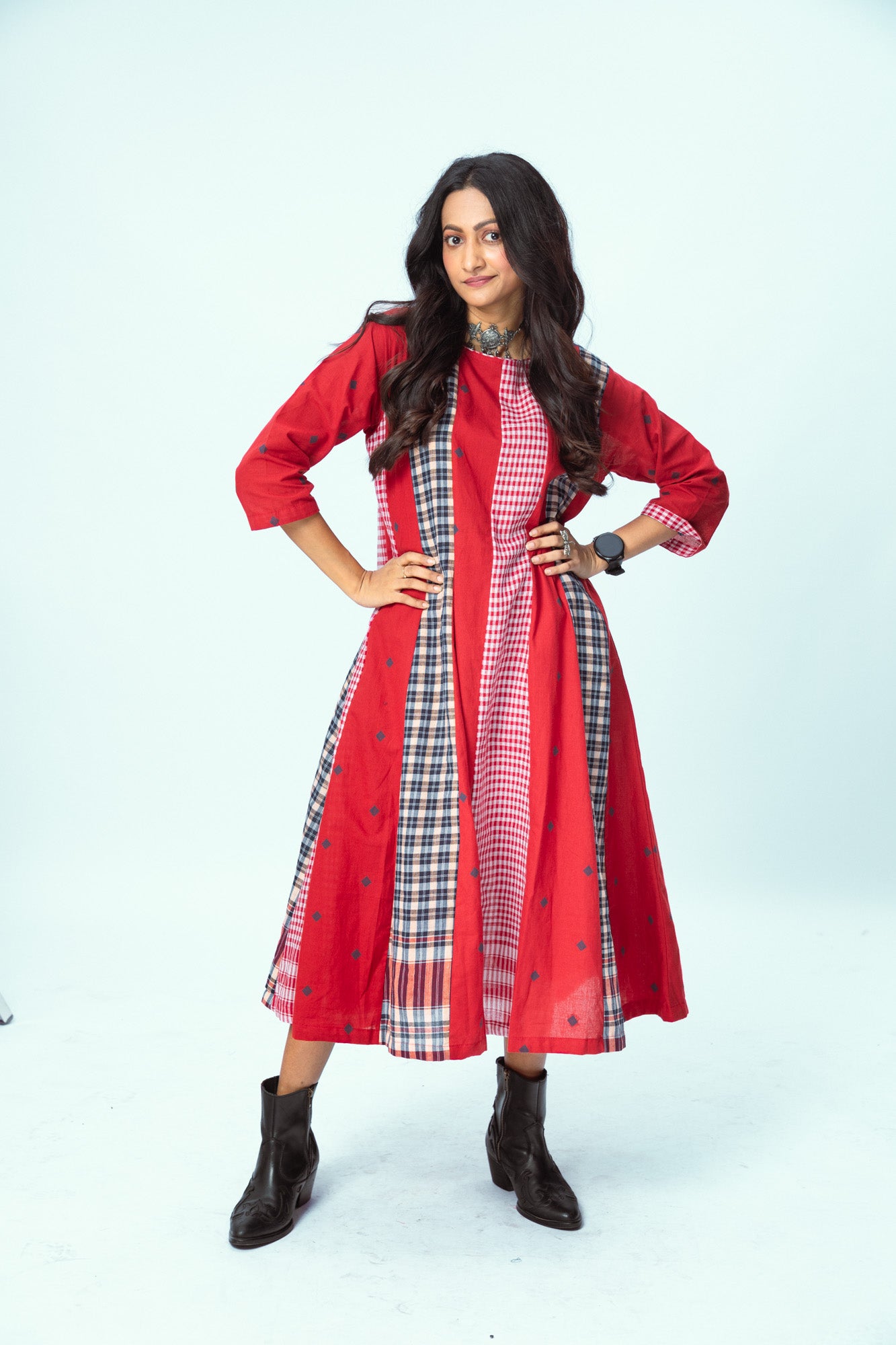 True Red Brick 16 Panelled Dress