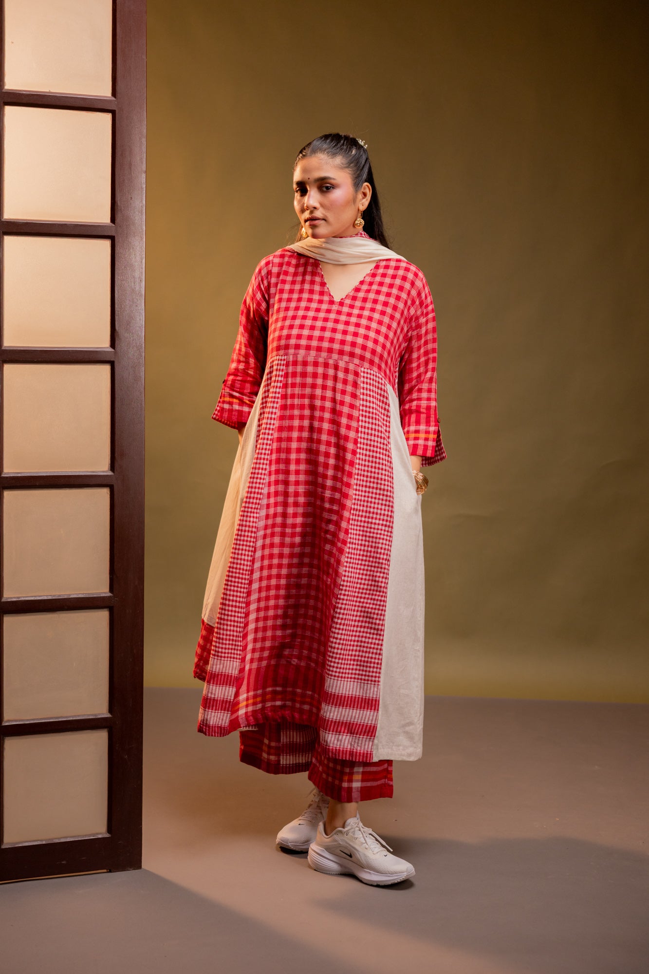 Ardor Panelled Dress + Palazzo + Dupatta (Set)