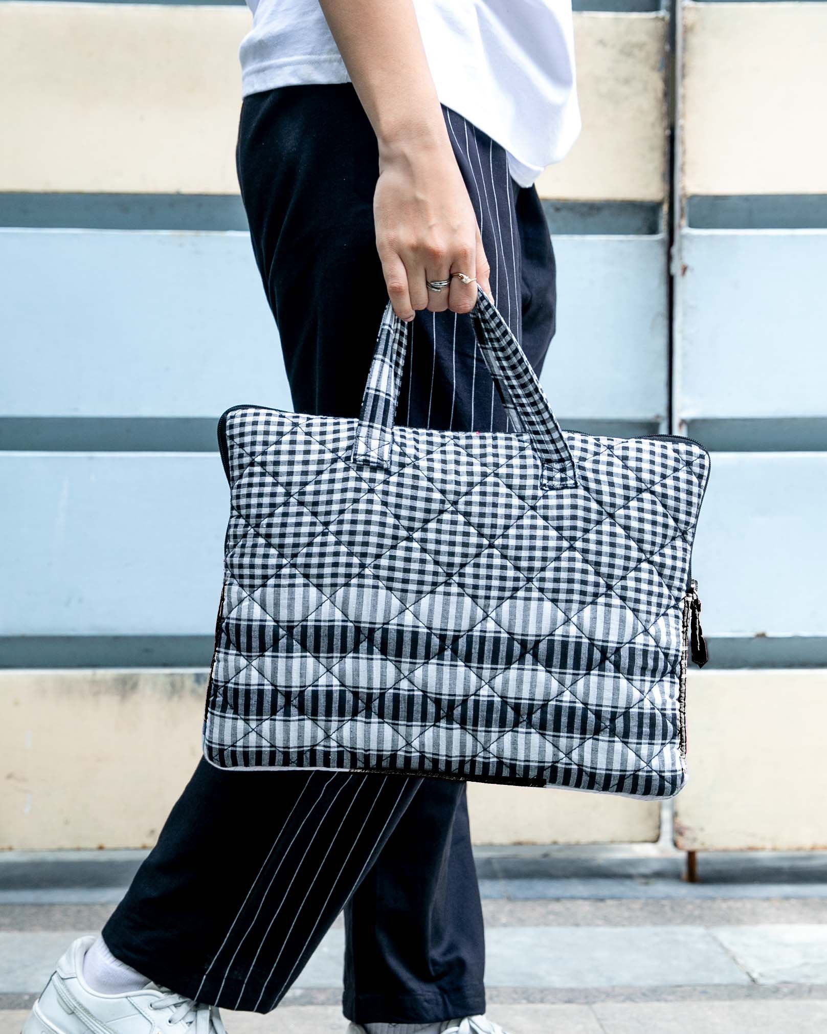 Black Quilted Laptop Bag