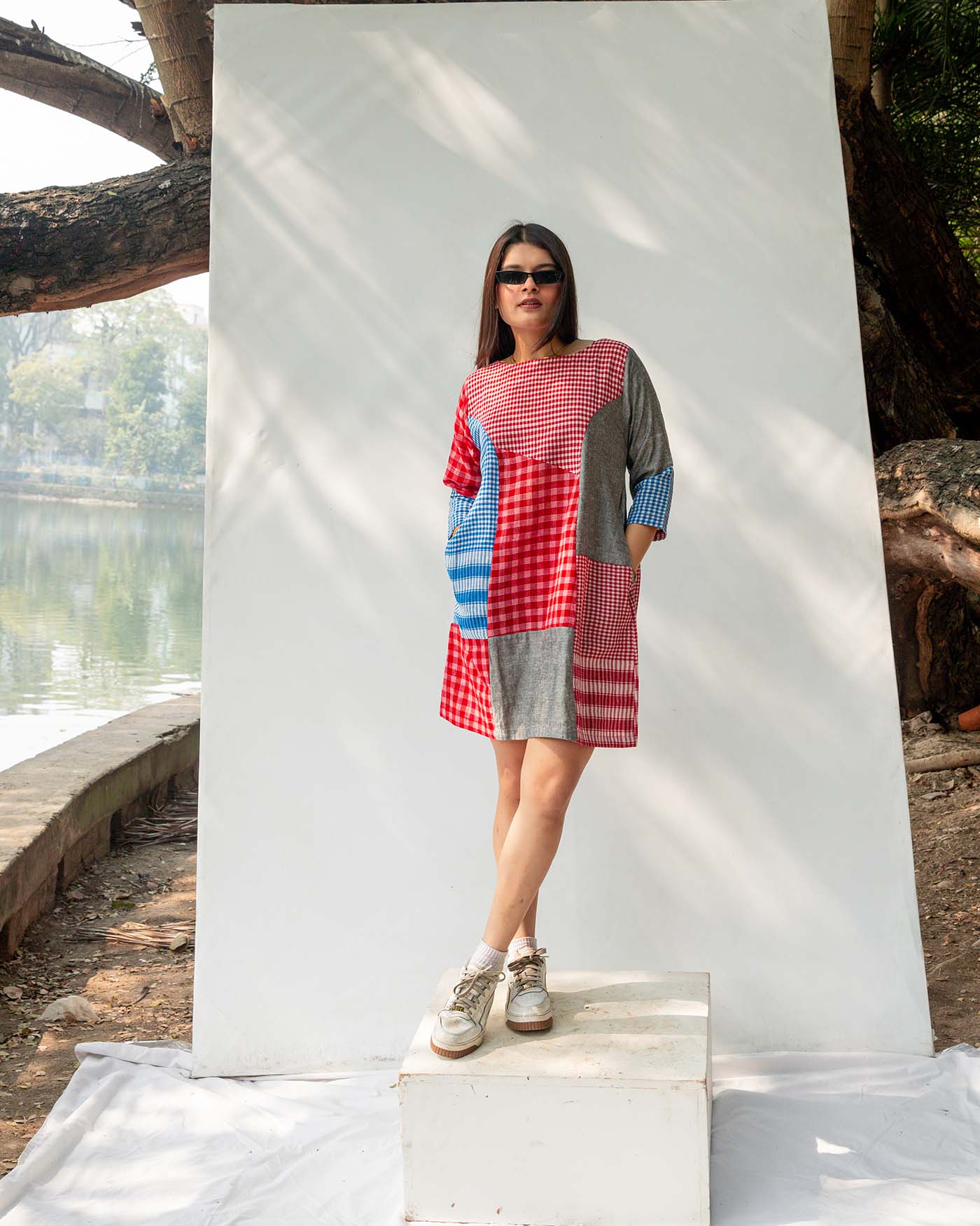 Colourblock Gamcha Dress