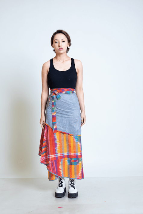 Reversible Wrap Skirt (Kotki & Grey)