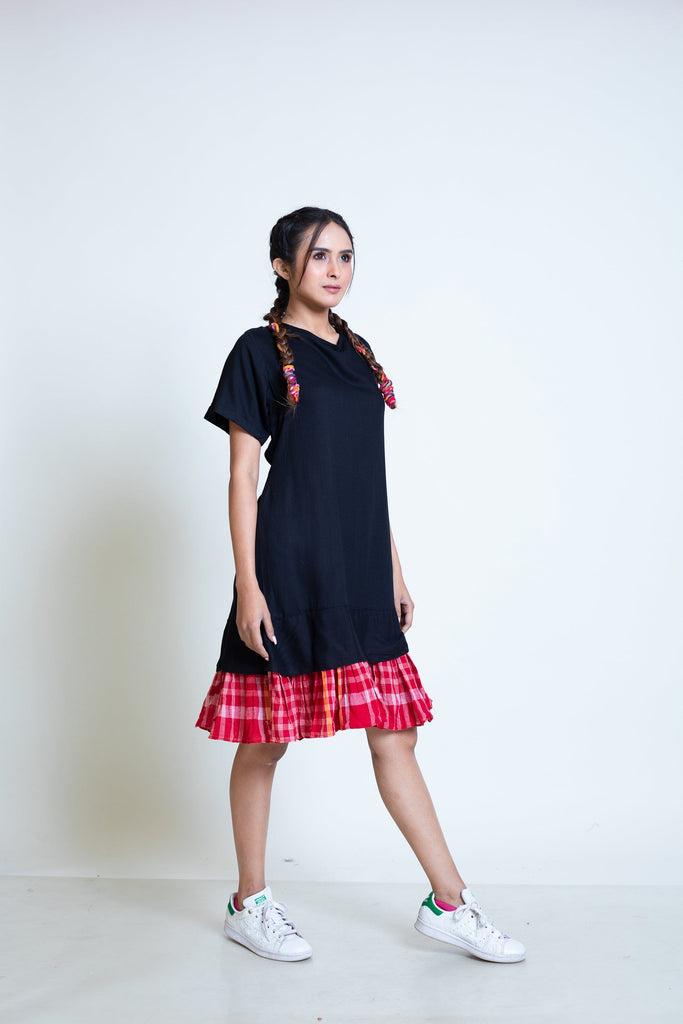 Straight Frill Dress (Black + Red)